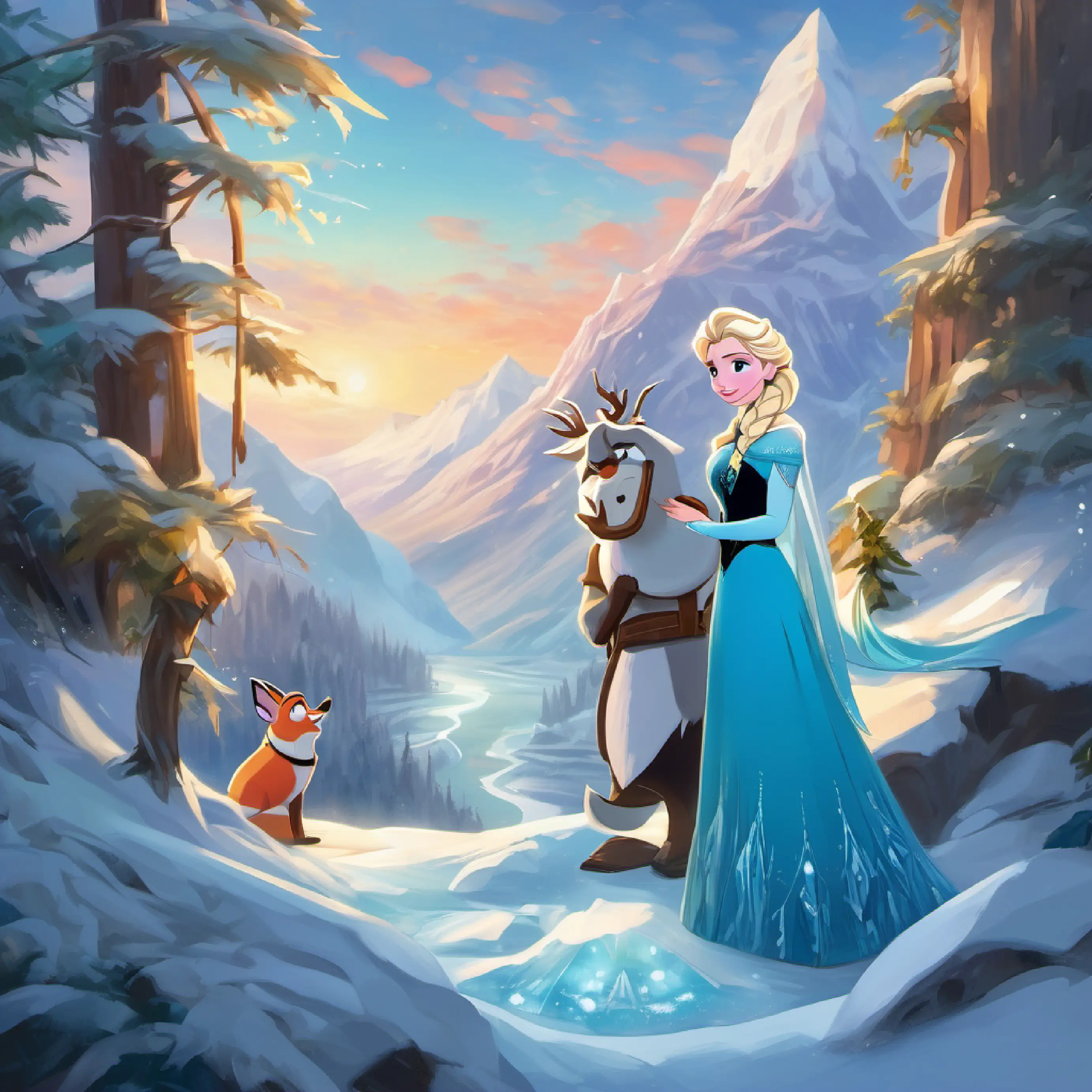 Elsa ,anna  AND OLAF journey takes them through uncharted territories, where they encounter enchanted forests, frozen lakes, and majestic ice caves. Along the way, they meet mythical creatures, such as the mystical Ice Phoenix and the mischievous Frost Sprites, who assist them on their quest.