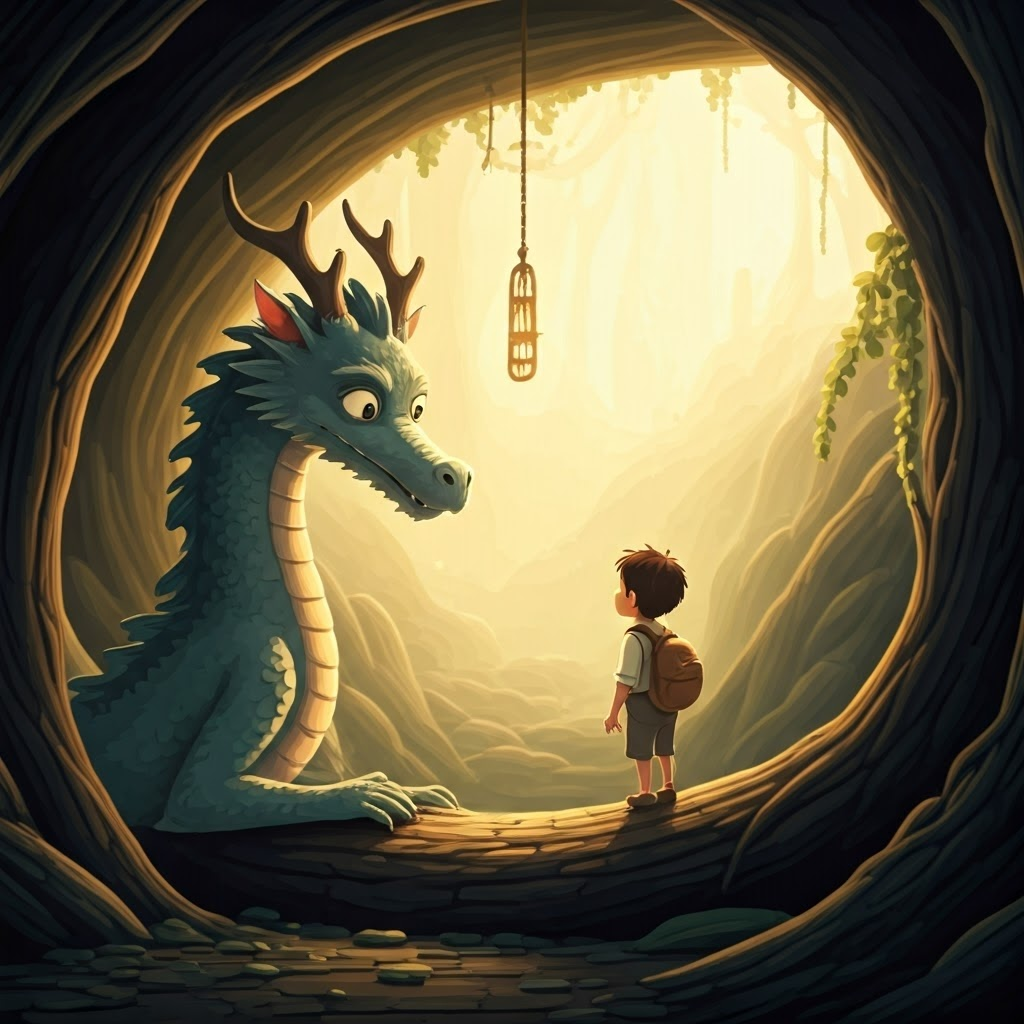 a confused dragon looking at a wise owl