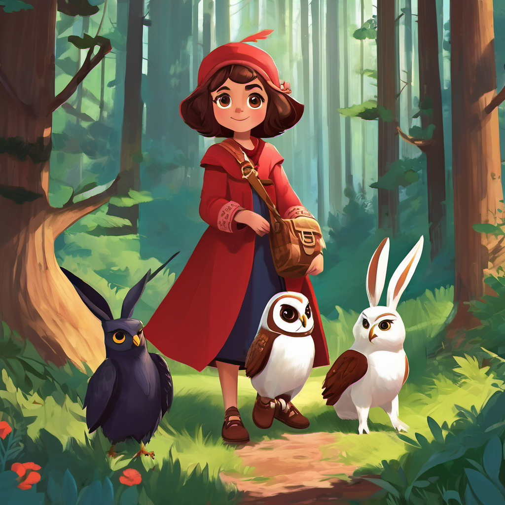 Concerned for her friends in the village, Ruby decided to take on this brave and daring task. However, she knew she couldn't succeed alone. So, she set off to gather her animal friends from the surrounding forests. First, Ruby found a group of wise old owls and asked for their help. The owls, known for their keen listening skills, agreed instantly. Next, she came across a family of rabbits who were very good at multiplication. Ruby explained her mission, and the rabbits happily joined her. They hopped and skipped along to find more allies.