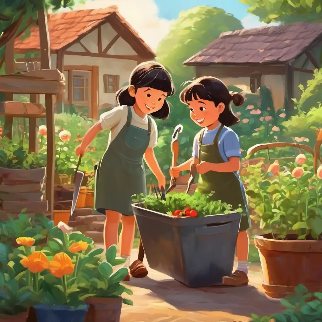 Children are excited and preparing to garden, equipped with tools.
