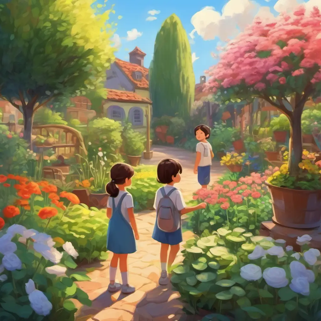 Daily routine, children caring for the garden.