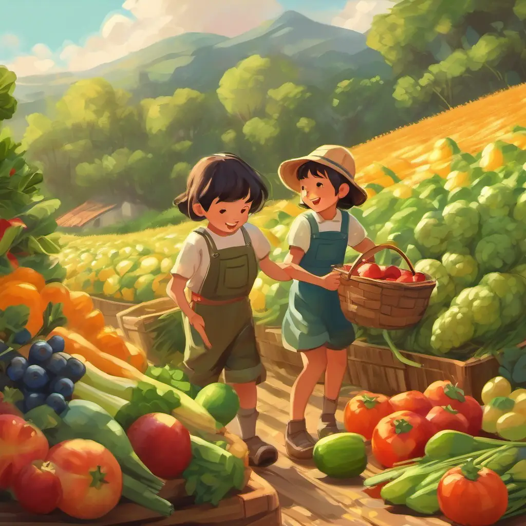 Children harvesting the produce they grew with excitement.