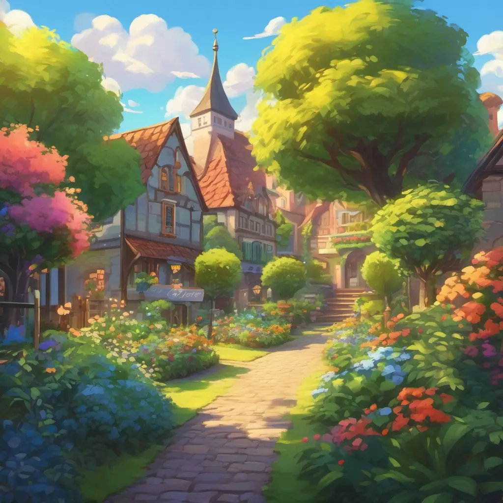 Introducing the setting of the story, a vibrant town garden.