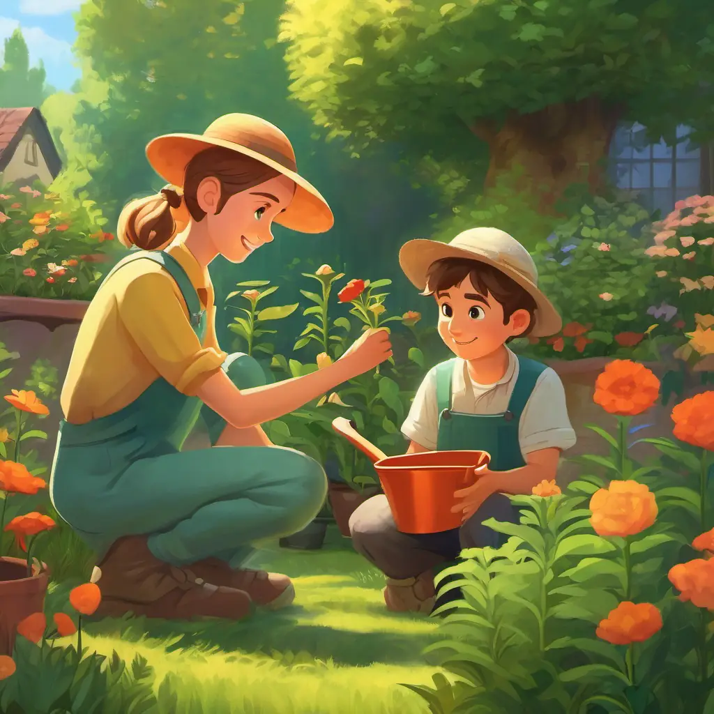 Emma encourages Lucas to share his gardening skills.