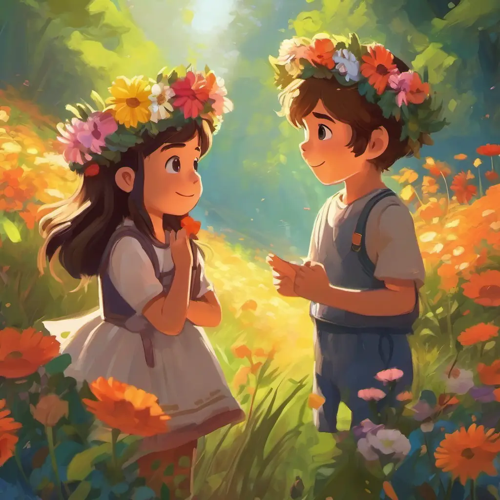 The children bond over games and Lucas's flower crowns.