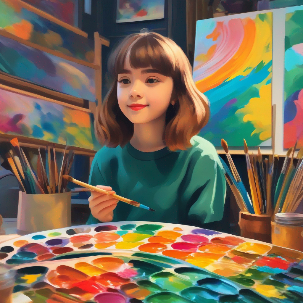 A young girl with a passion for art, wearing a vibrant artist's palette.'s impact extends beyond Greenwood.