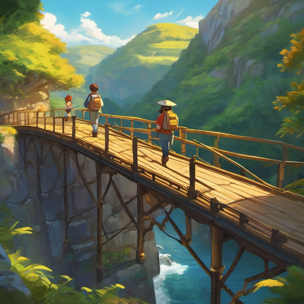 Hand in hand, they crossed the bridge and discovered the mysterious treasure. It wasn't just knowledge; it was a magical medallion that symbolized the power of teamwork and problem-solving. With their mission accomplished, they returned home triumphantly, vowing to remember the lessons they learned together. From that day forward, they continued to solve problems, conquer challenges, and explore the wonders of the world – always remembering that teamwork and problem-solving were the keys to success.