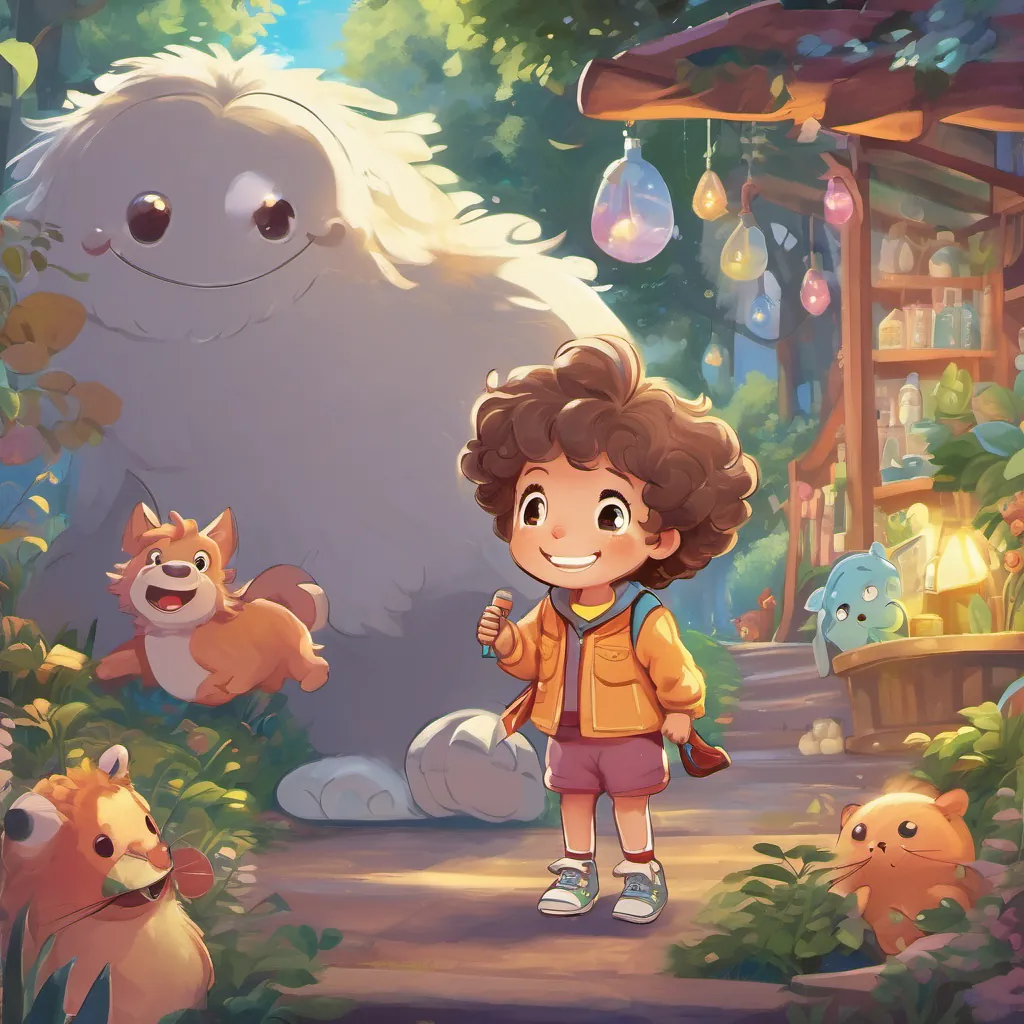 A little girl with curly hair, bright eyes, and a big, playful smile hugging the A cute, whimsical monster with bristles for hair, toothpaste eyes, and a shiny, gleaming smile, full of energy as he begins to vanish with a smile on his face.