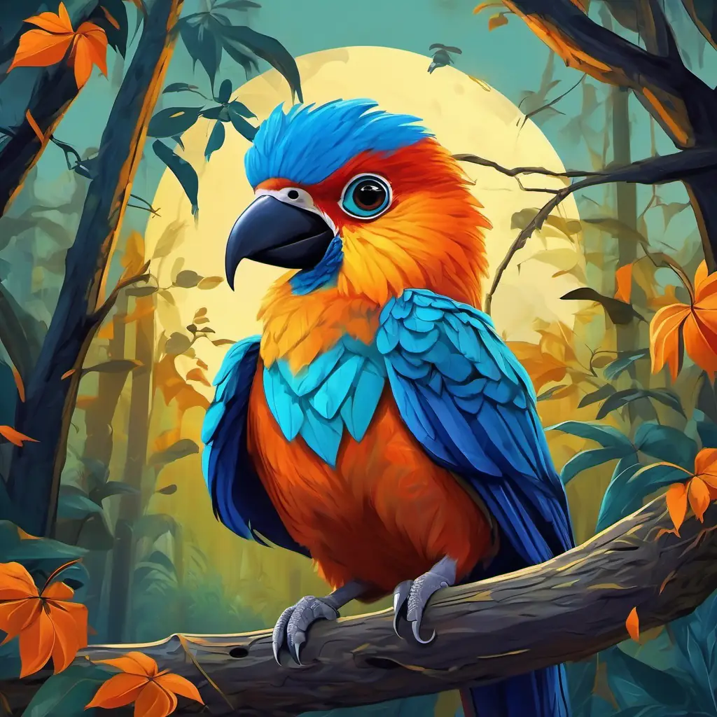 En los bosques de Río de Janeiro, un bebé Guacamayo azul en su jaula.