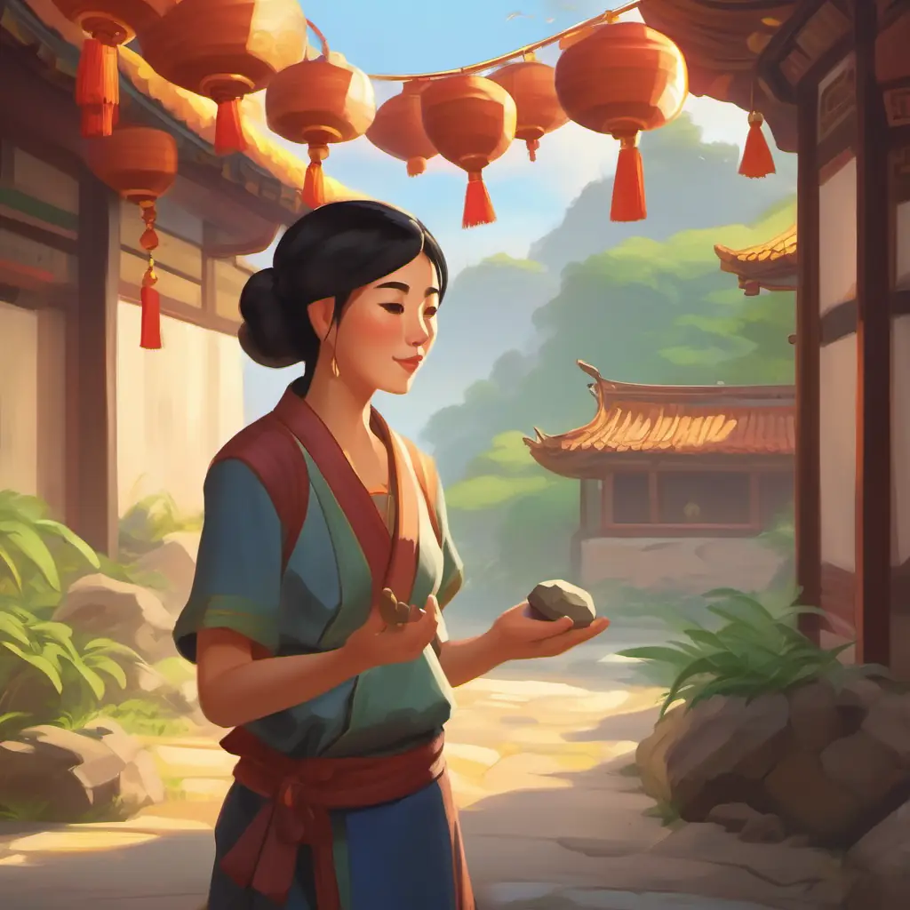 Next morning, back in modern China, holding a small stone tool, cherishing memories of playful adventure
