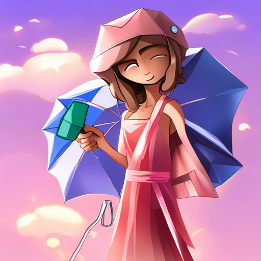 Amy - curly brown hair, blue dress, always smiling wet and sad, Lucy - long blonde hair, pink dress, carrying a microphone with an umbrella