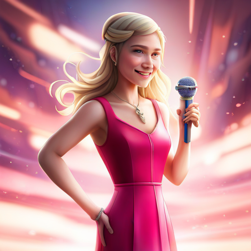 Amy - curly brown hair, blue dress, always smiling and Lucy - long blonde hair, pink dress, carrying a microphone standing tall, ready to face anything