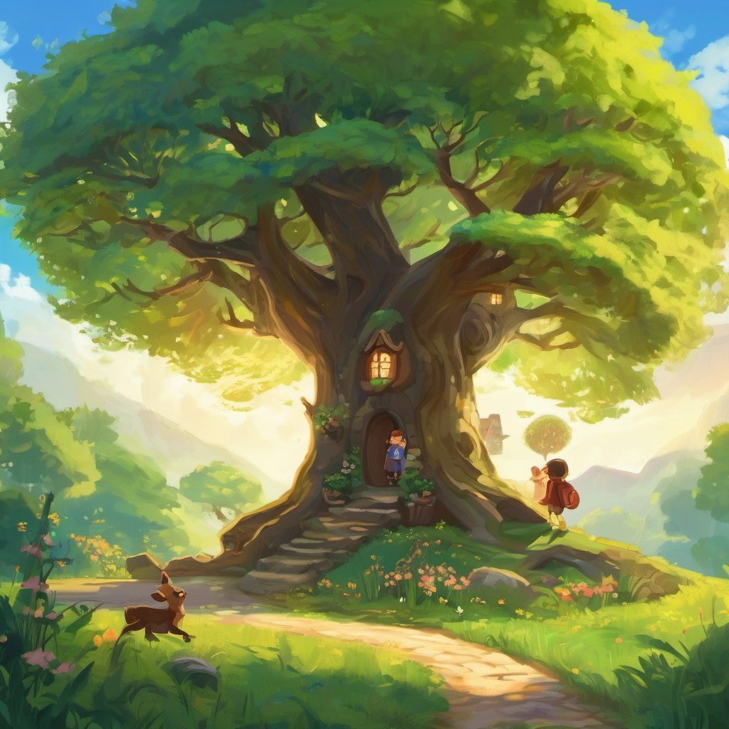 Once upon a time in a little village called Meadowbrook, there lived two best friends named Lily and Jake. They were inseparable and did everything together. They shared their snacks, played games, and explored the magical woods near their homes. In this village, there was a beautiful tree called the Friendship Tree. It was said that this tree possessed extraordinary powers and had the ability to grant wishes. The villagers believed that those who truly valued friendship and had good hearts would be chosen by the tree, and their wishes would come true.