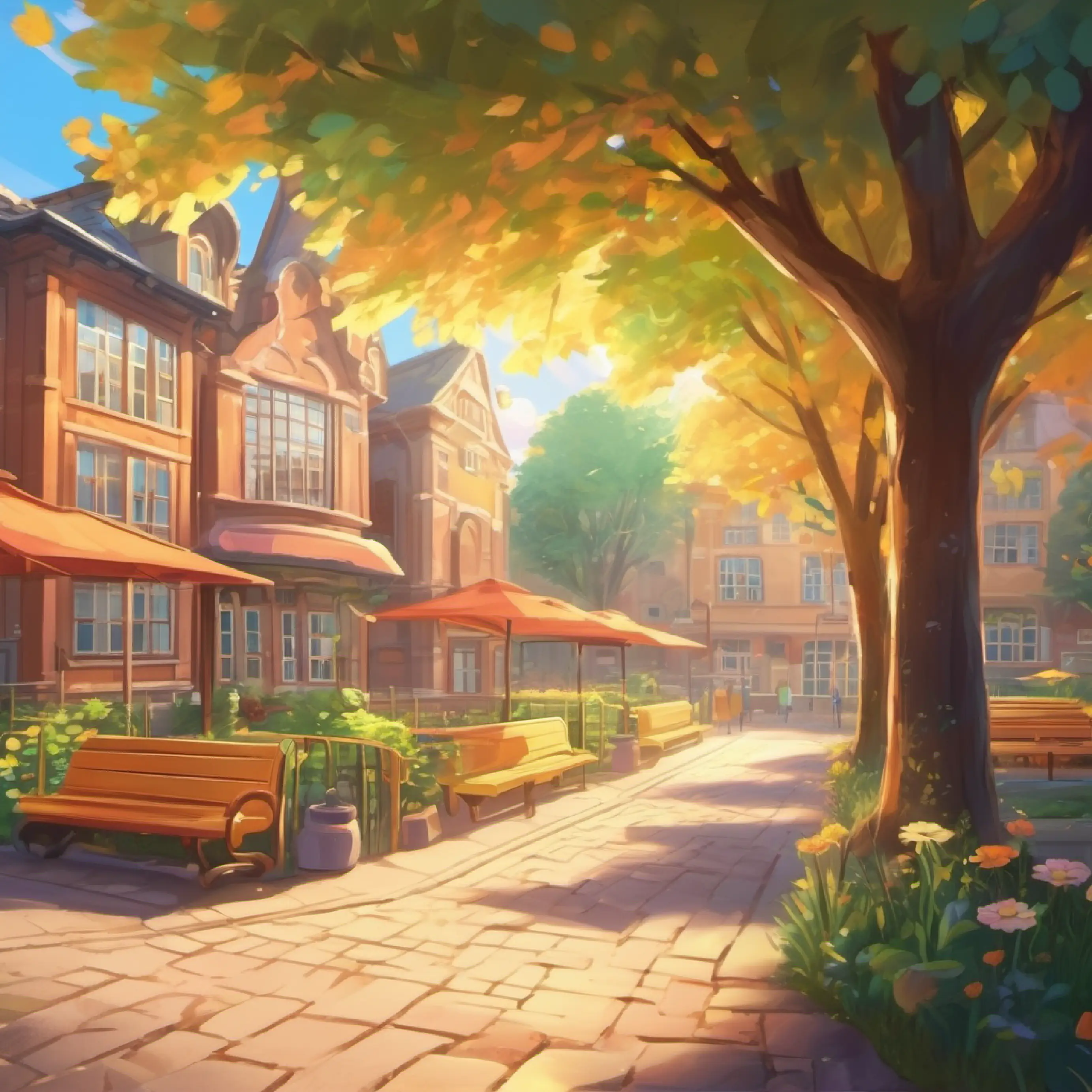 Opens the setting in a schoolyard during recess, establishes a cheerful atmosphere.