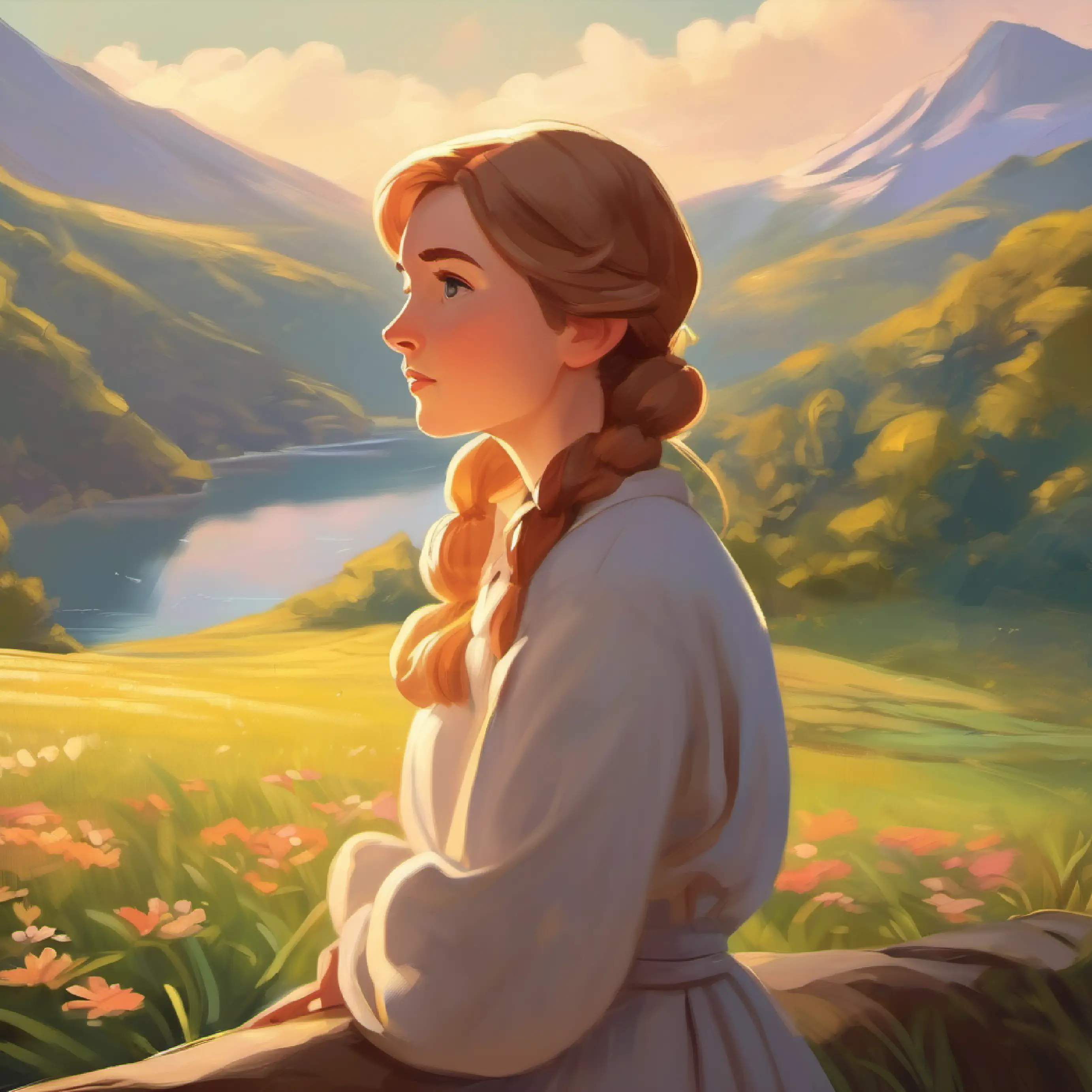 Introduces Emma, hints at her contemplative nature as she observes her surroundings.