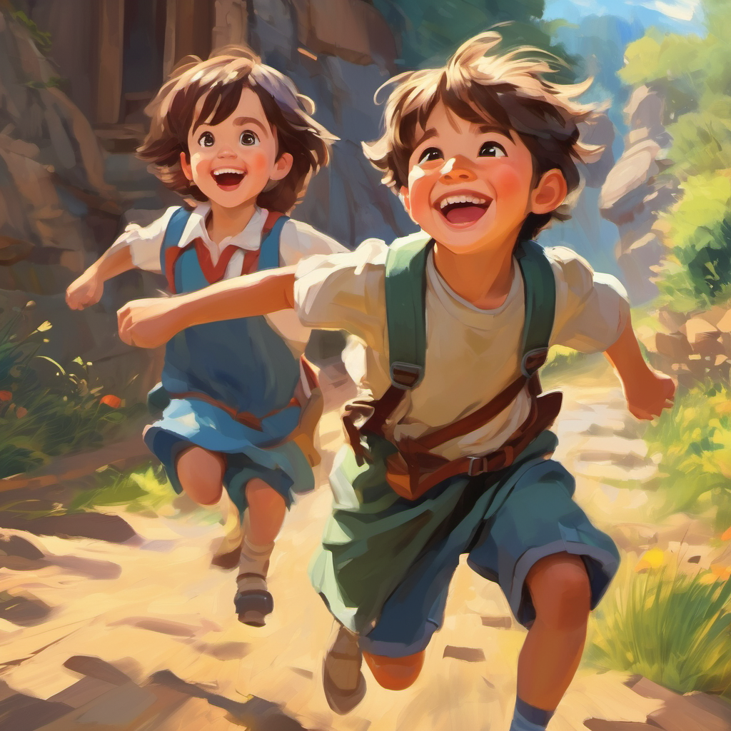A brave little boy with a big smile. bravely rushing to help the girlren