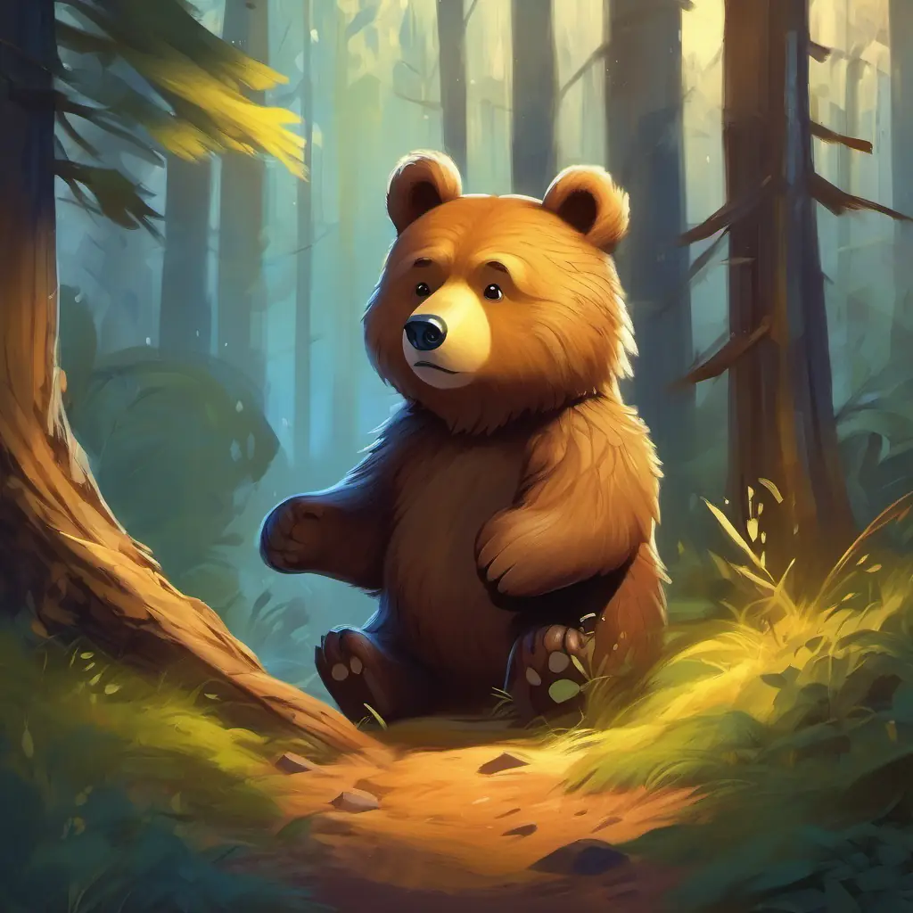 Incident - Storm scares little bear and other forest animals, seeking shelter.