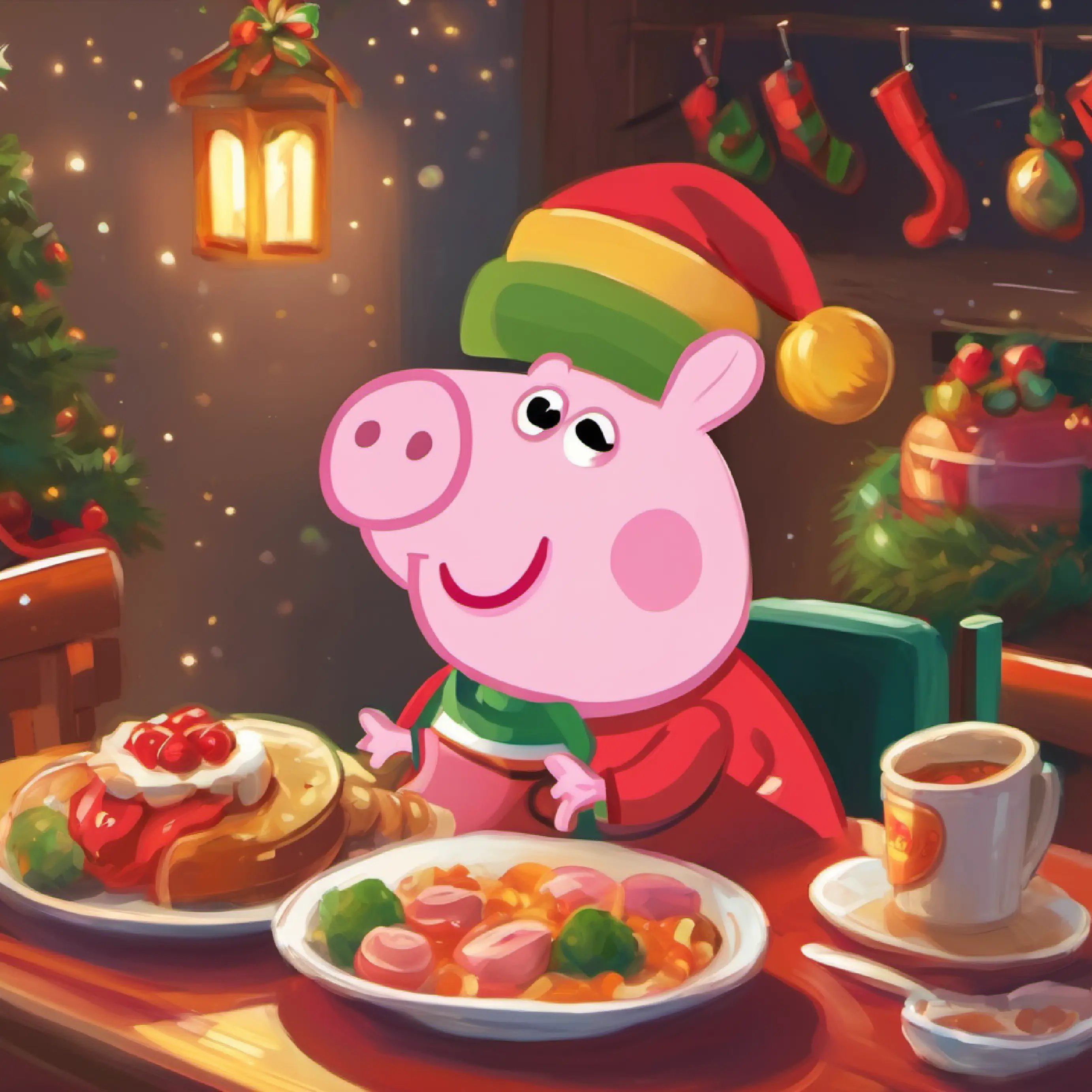 Peppa eating and expressing her first-day jitters.