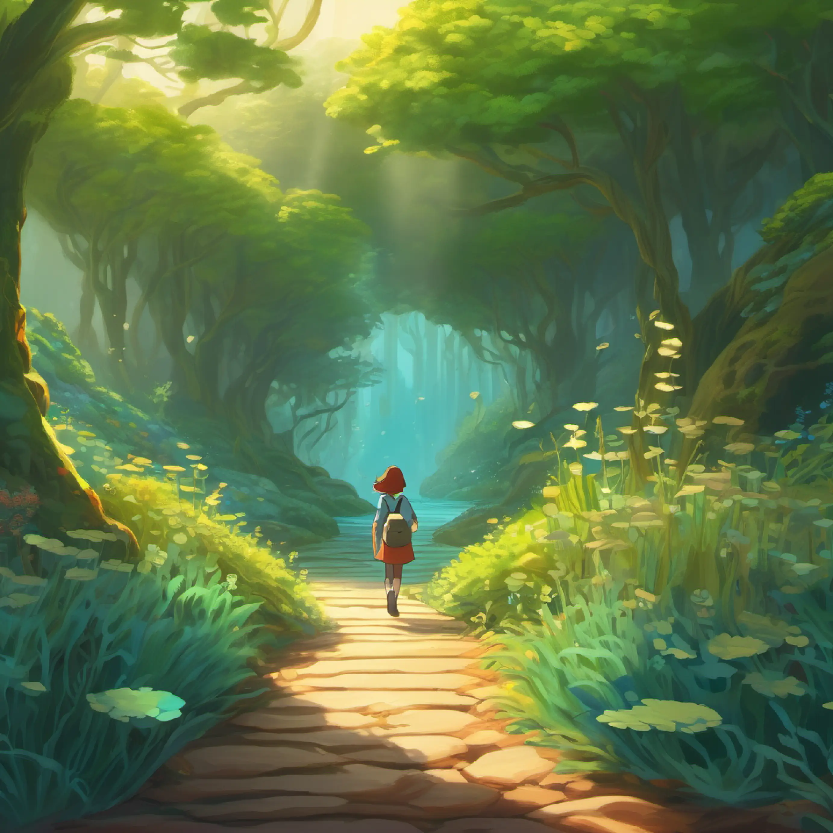 Journey begins, passing Sally in her garden, warning about Kelp Forest.