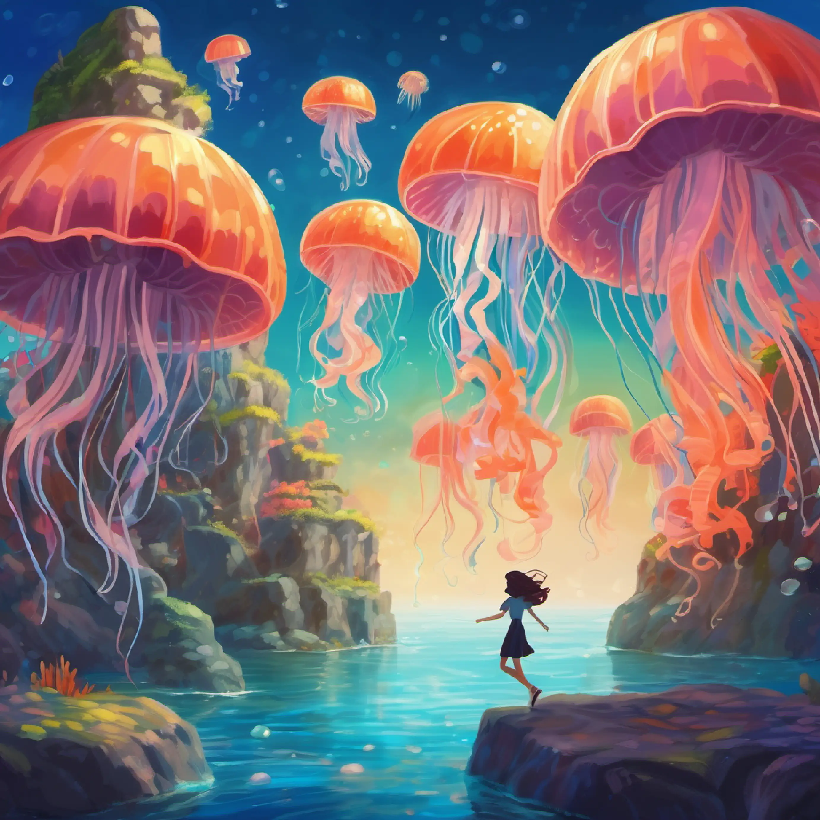 Encounter jellyfish by Coral Castle, dancing through, laughter.