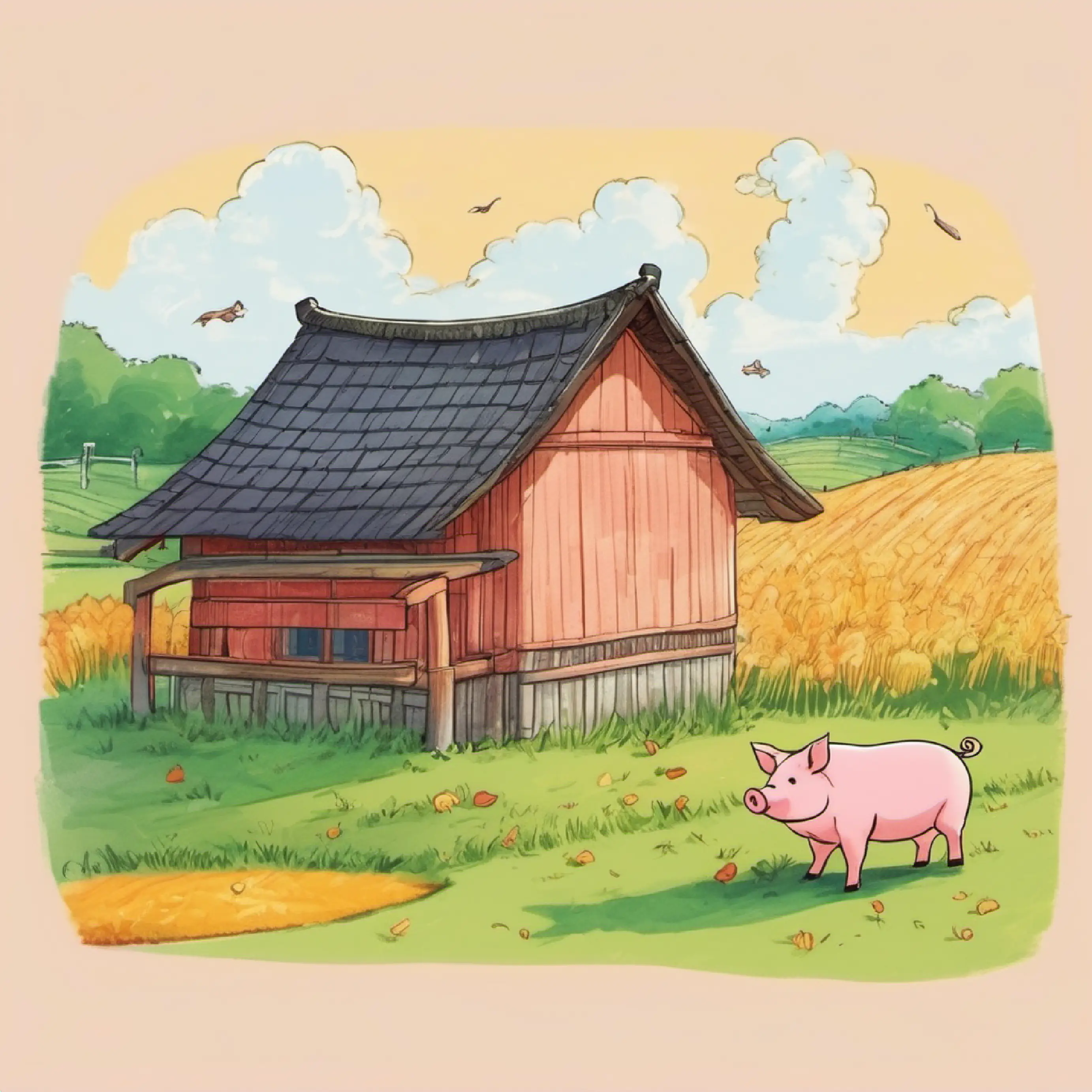 Once upon a time, there was a little pig named xiaozhuzhu. Xiaozhuzhu lived on a small farm with a big muddy field.