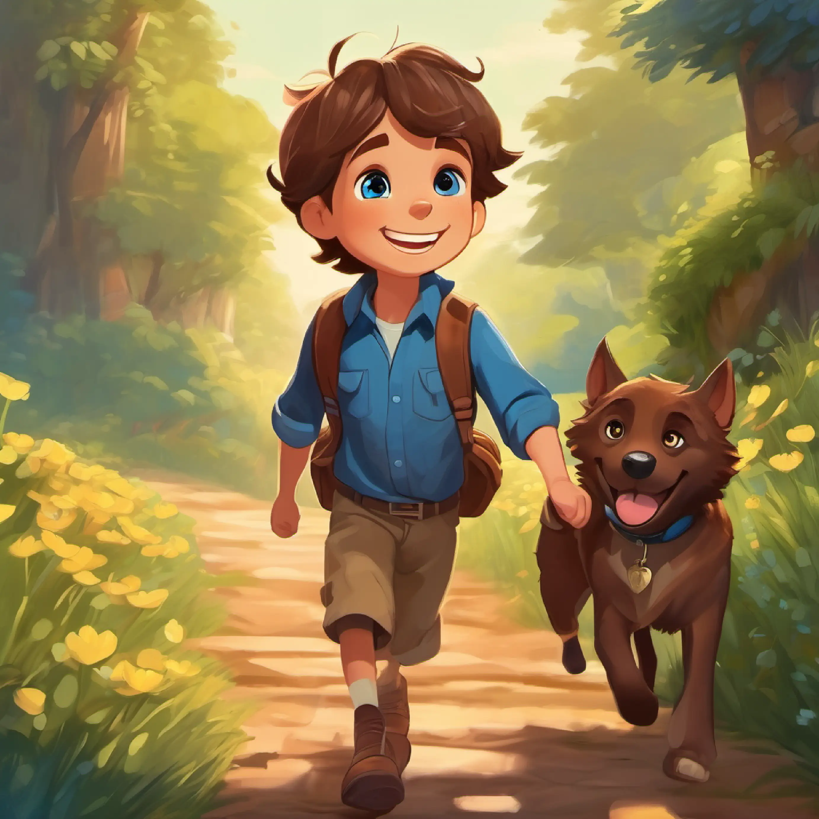 7-year-old boy, big smile, kind heart, brown hair, blue eyes says goodbye and looks forward to more adventures.