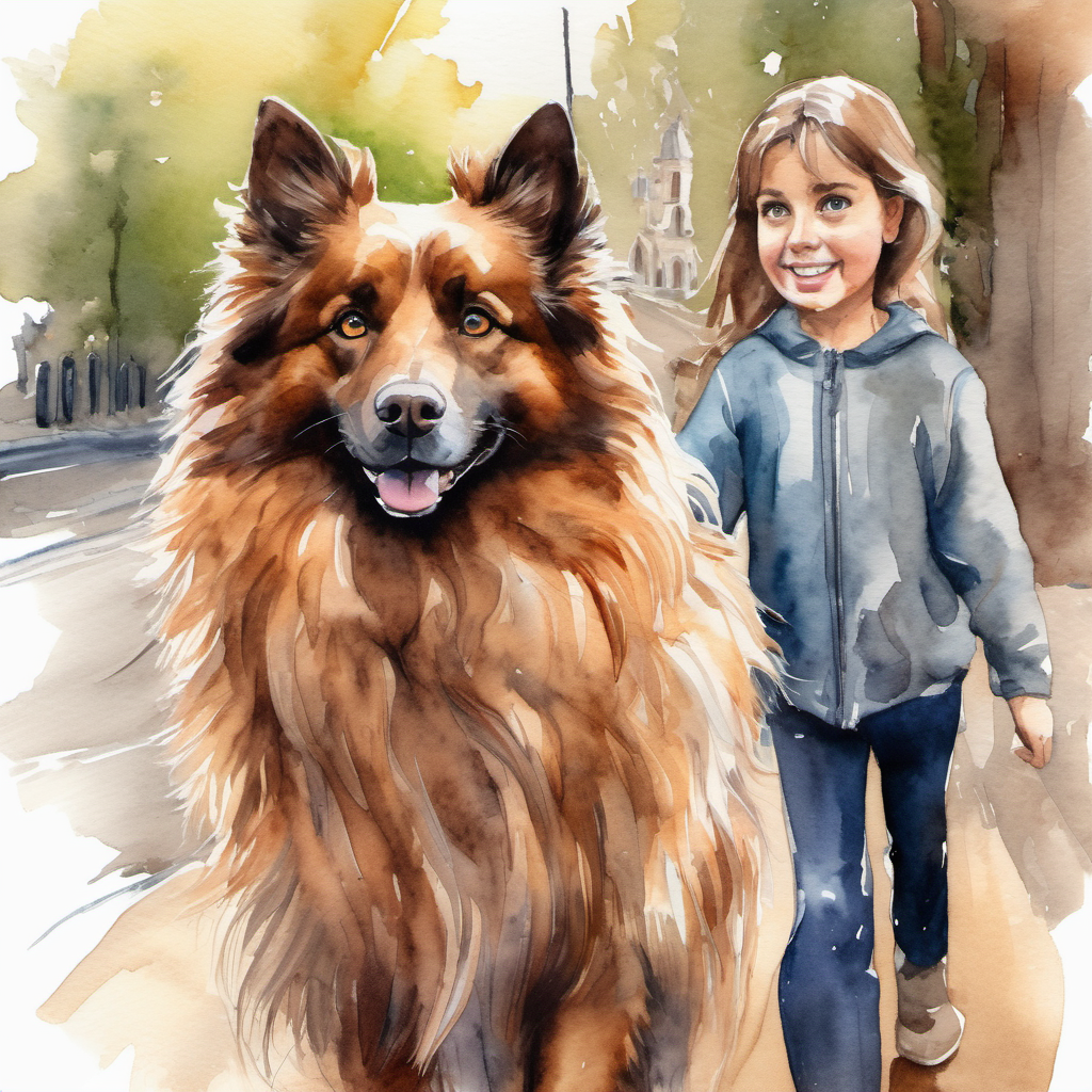 Picture of Fluffy brown fur, big shiny eyes and Max's owner, friendly and kind walking together, with their heads held high