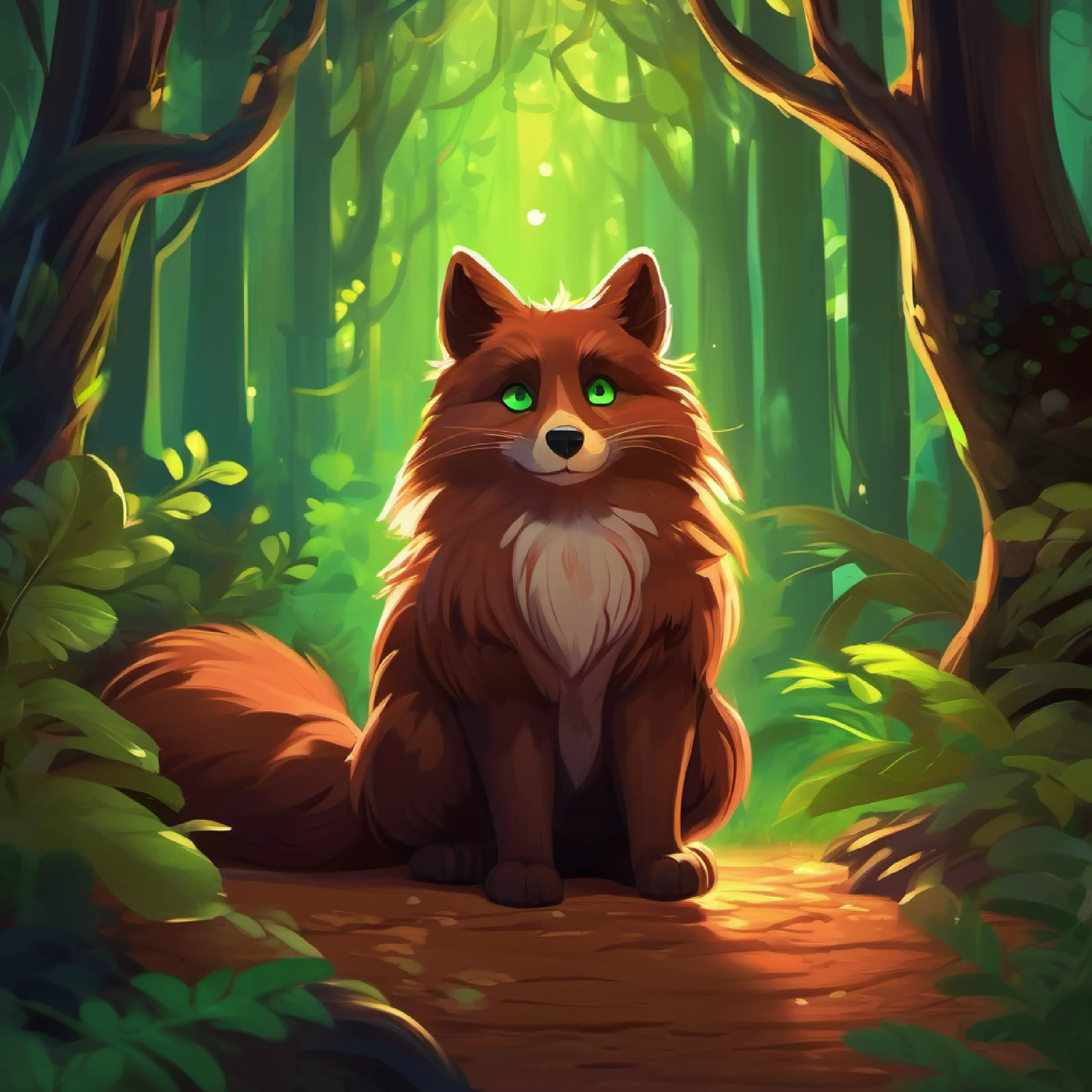 Introduction to Reddish-brown fur, bright green eyes, small and quick and his quest, in the dark magical forest.