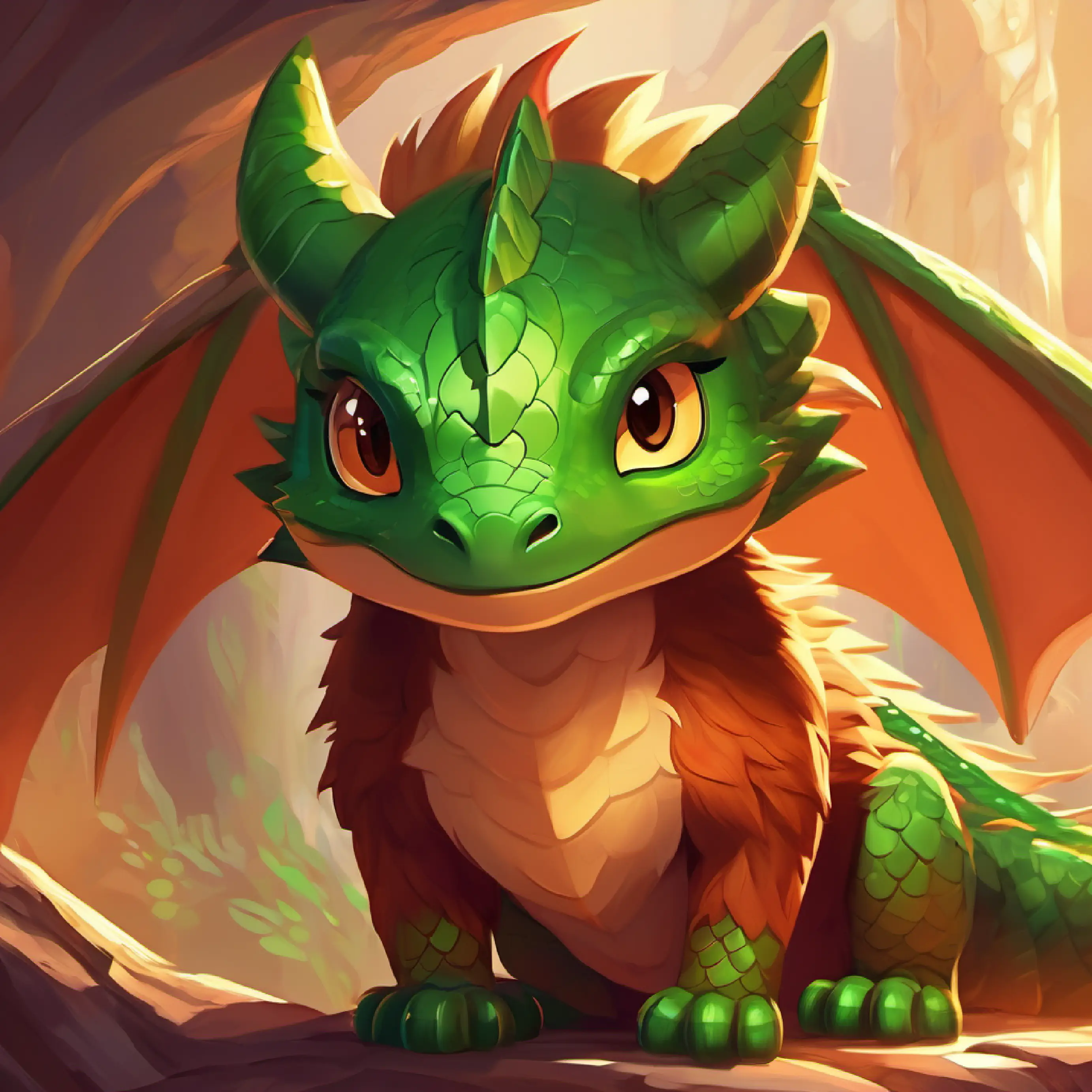 Reddish-brown fur, bright green eyes, small and quick solves the dragon's riddle and gets the Sunstone.