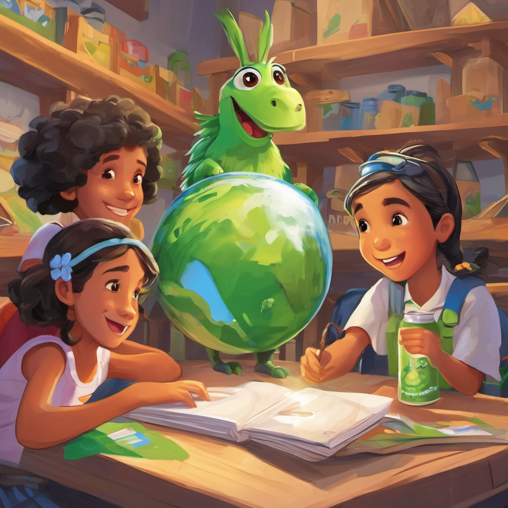 The wise Earth Guardian shared fascinating facts with our friends about recycling: how cans like Sammy could be melted and turned into new ones, how Polly’s plastic could be transformed into new bottles or even clothing, and how Benny’s paper bag could be recycled into more paper or packaging materials. Armed with newfound knowledge, Sammy, Polly, and Benny visited Ecoville's schools and playgrounds, sharing their stories and teaching the children about the importance of recycling. They were thrilled to see the children's eyes light up with wonder and realization.