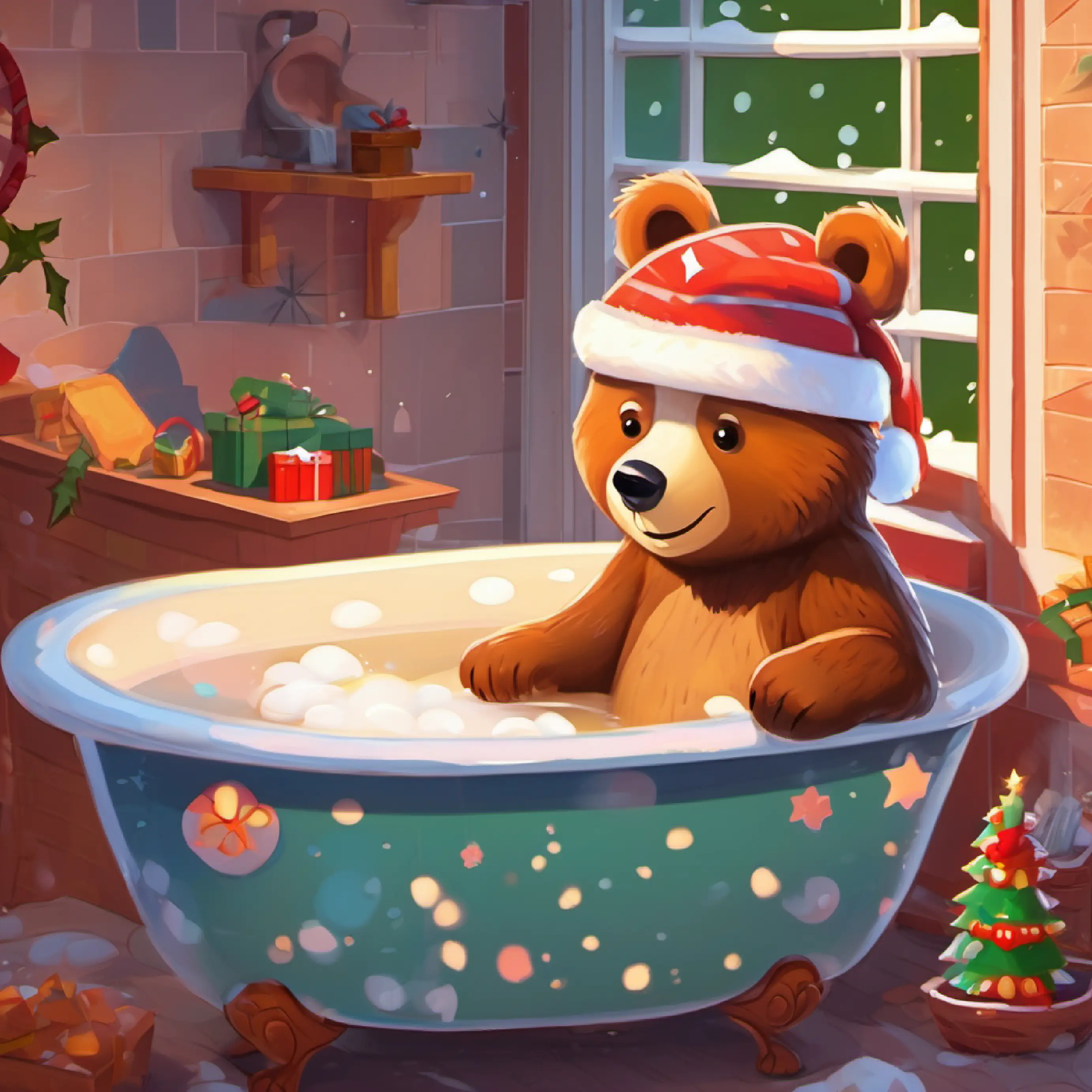 Snoody the bear wakes in the bathtub , feeling happy.