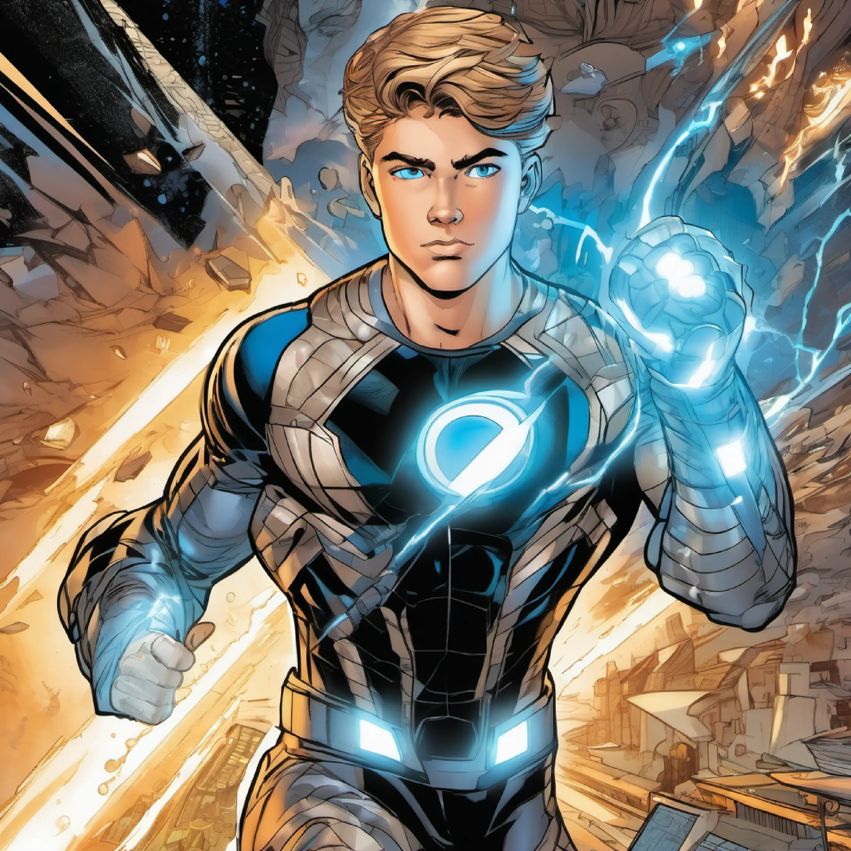 16-year-old boy, athletic build, blue eyes, light brown hair discovers and learns to control his new superhuman strengths.