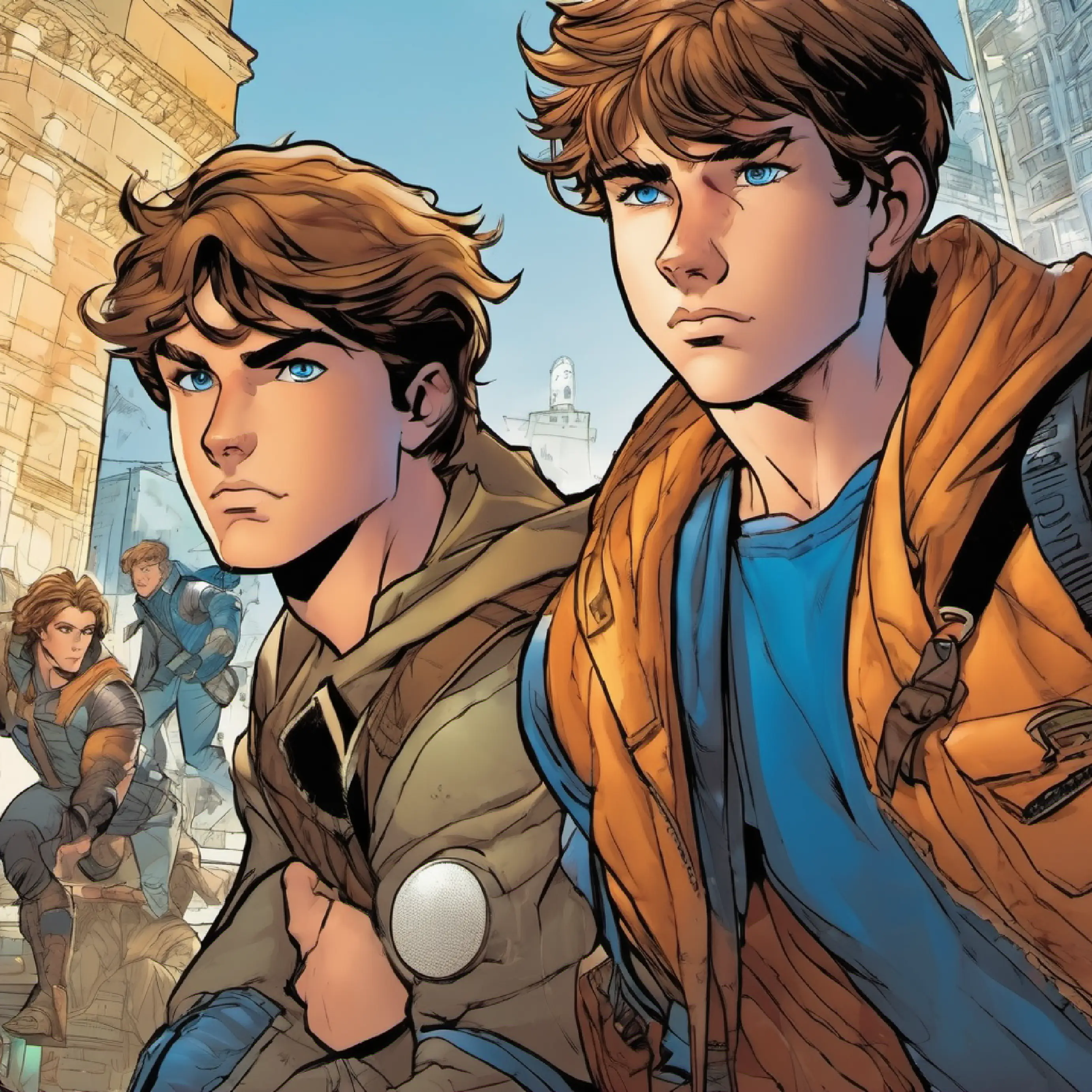 16-year-old boy, athletic build, blue eyes, light brown hair faces moral conflict but convinces his friend to seek redemption.