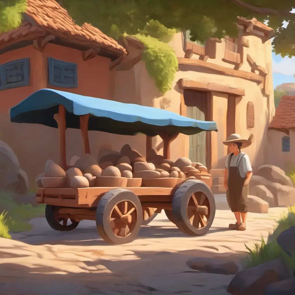 Learning about making a clay cart to haul stones