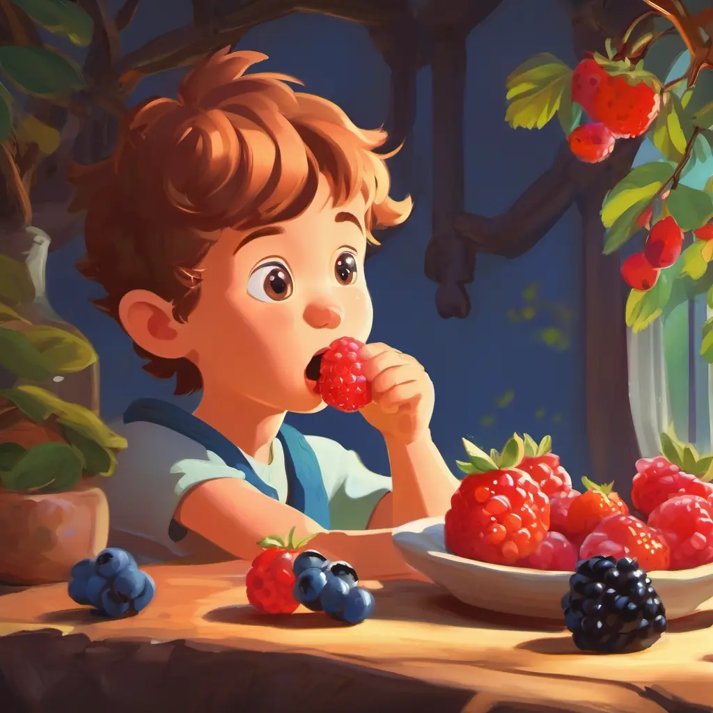 Sam tastes berries, emphasizes taste.
