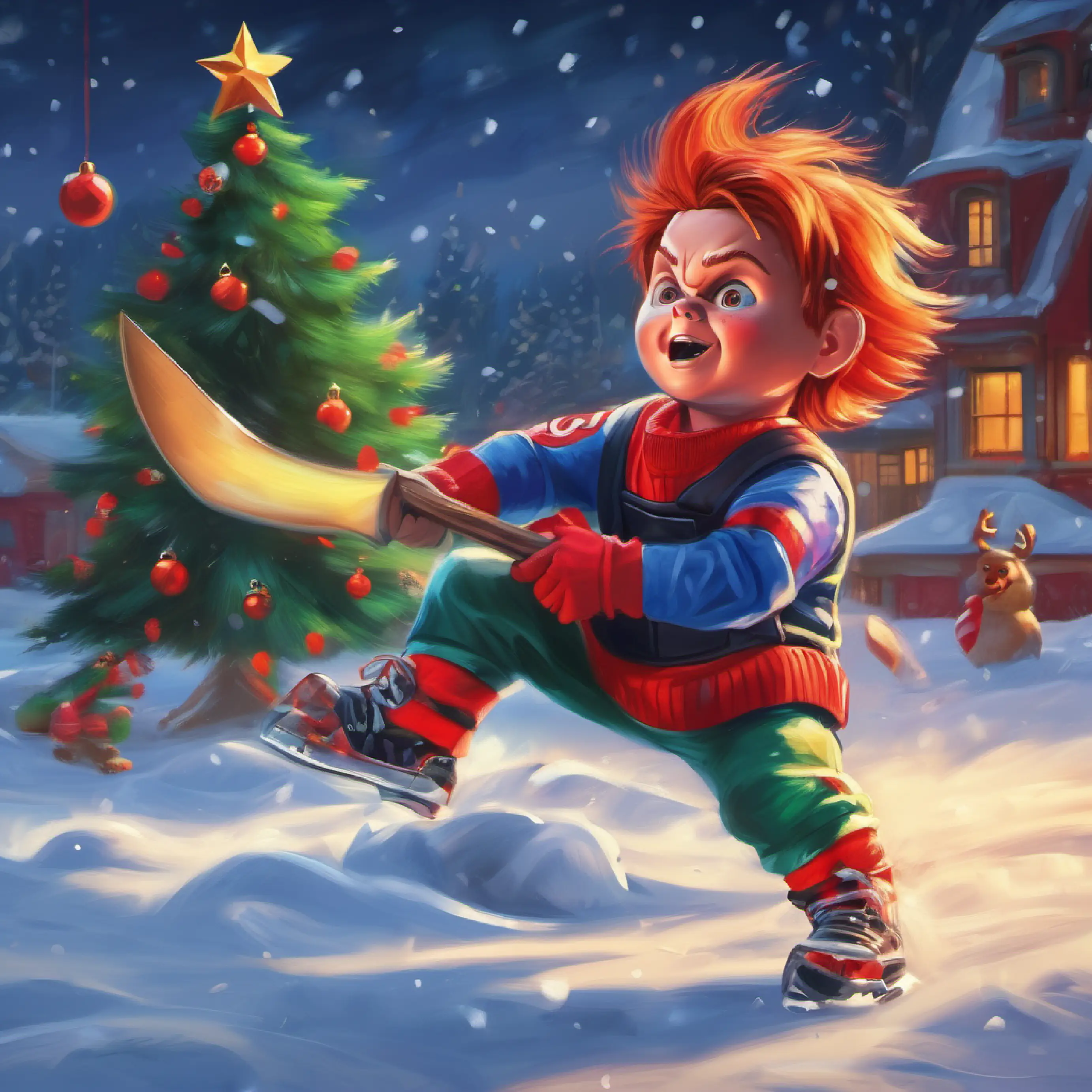 Chucky saves the ball, showcasing bravery.