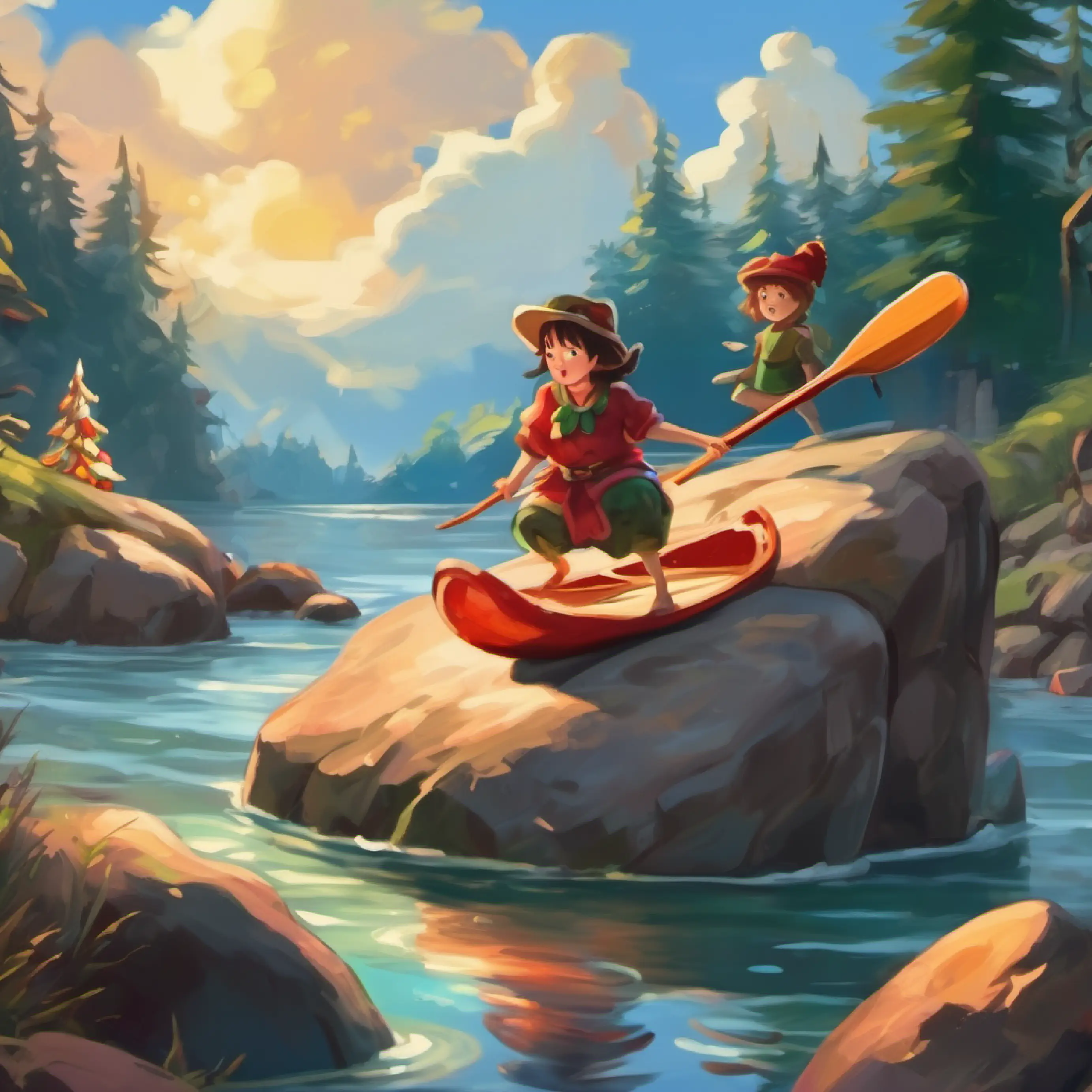 Henrietta turns a rock into a paddle, they start a game.