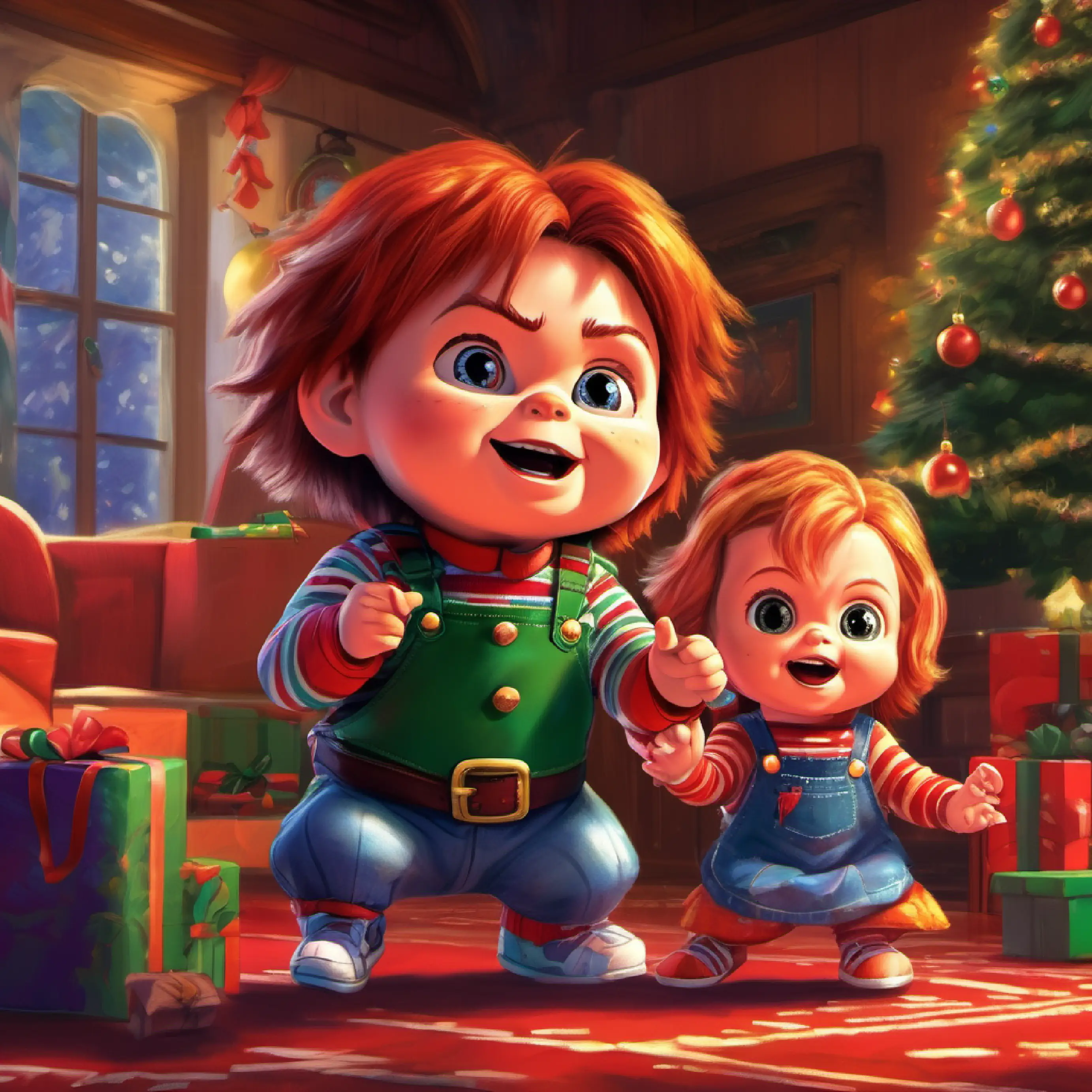 Chucky and Henrietta play, mimicking the sound of the game.