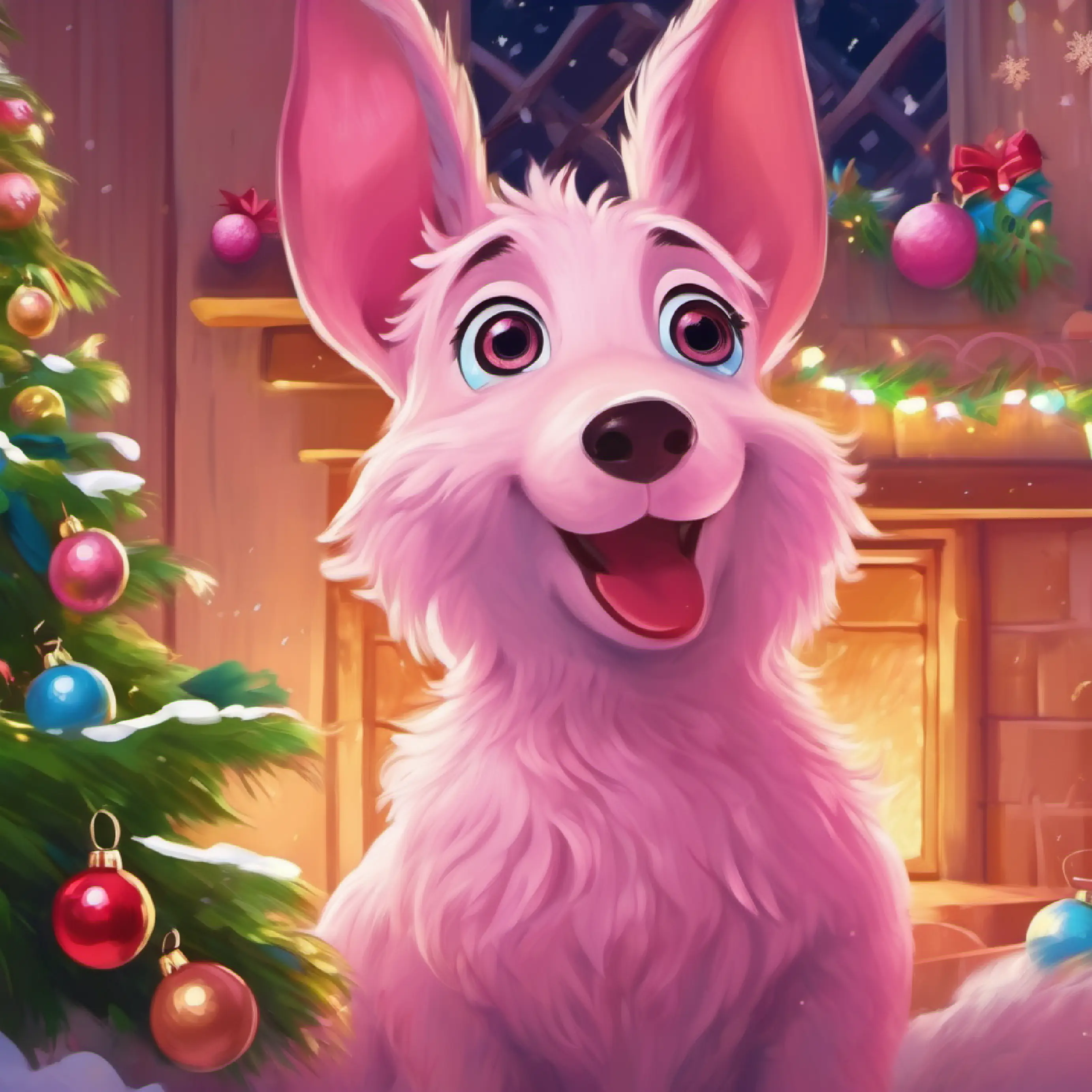 Pink skin, cheerful eyes, snout always twitching enjoys watching the fun game.