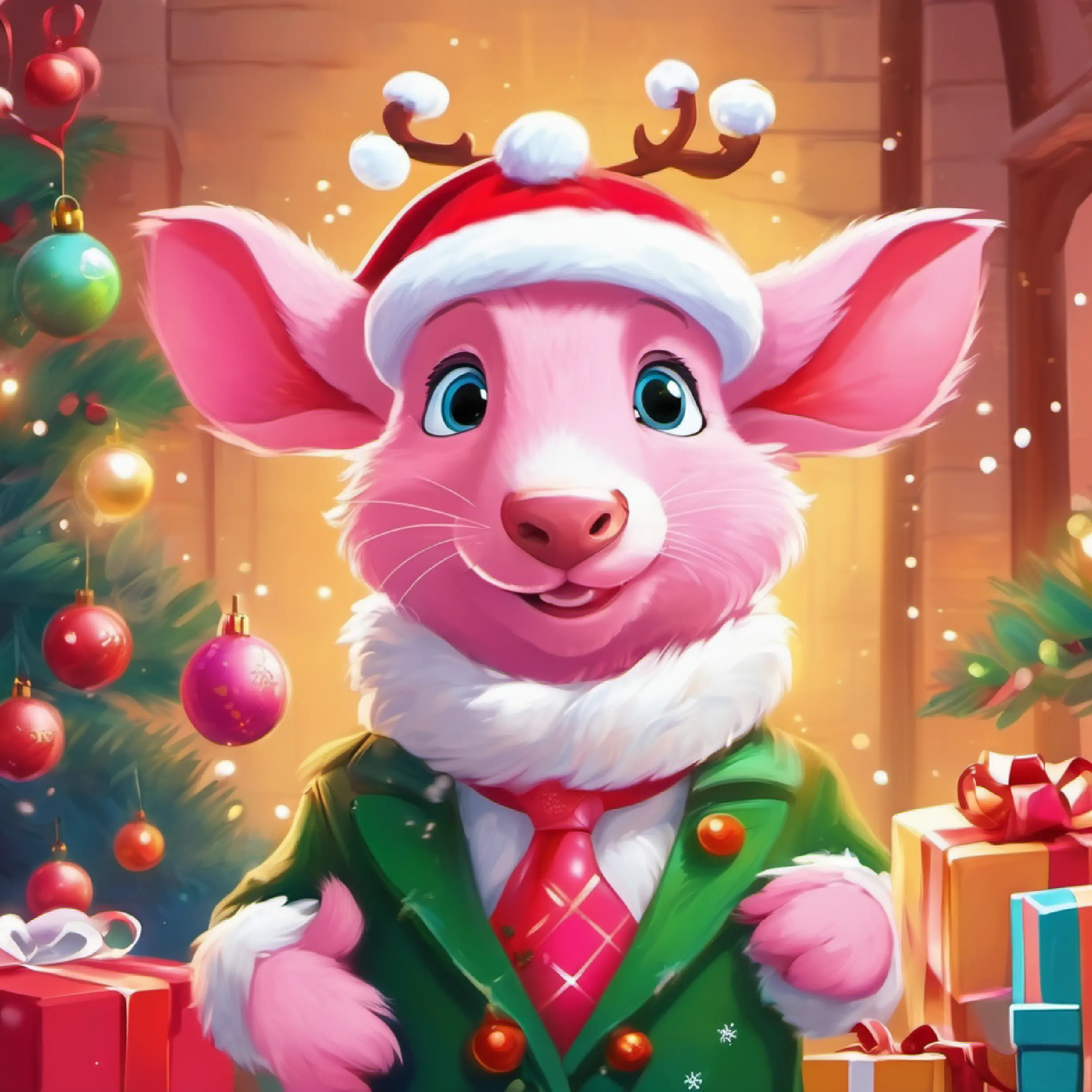 Pink skin, cheerful eyes, snout always twitching wants to join in on the fun.