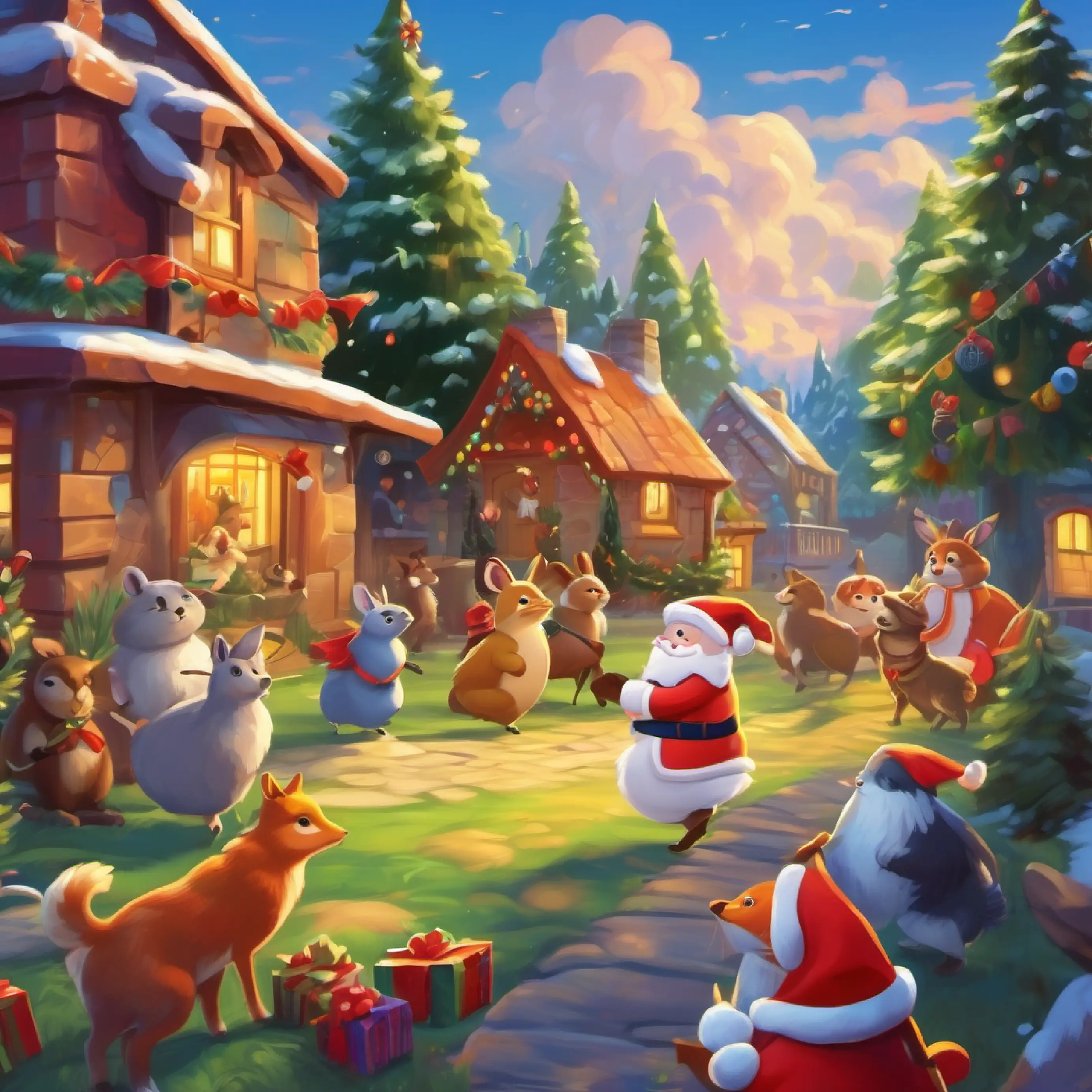 Different animals take turns in the game, having fun.
