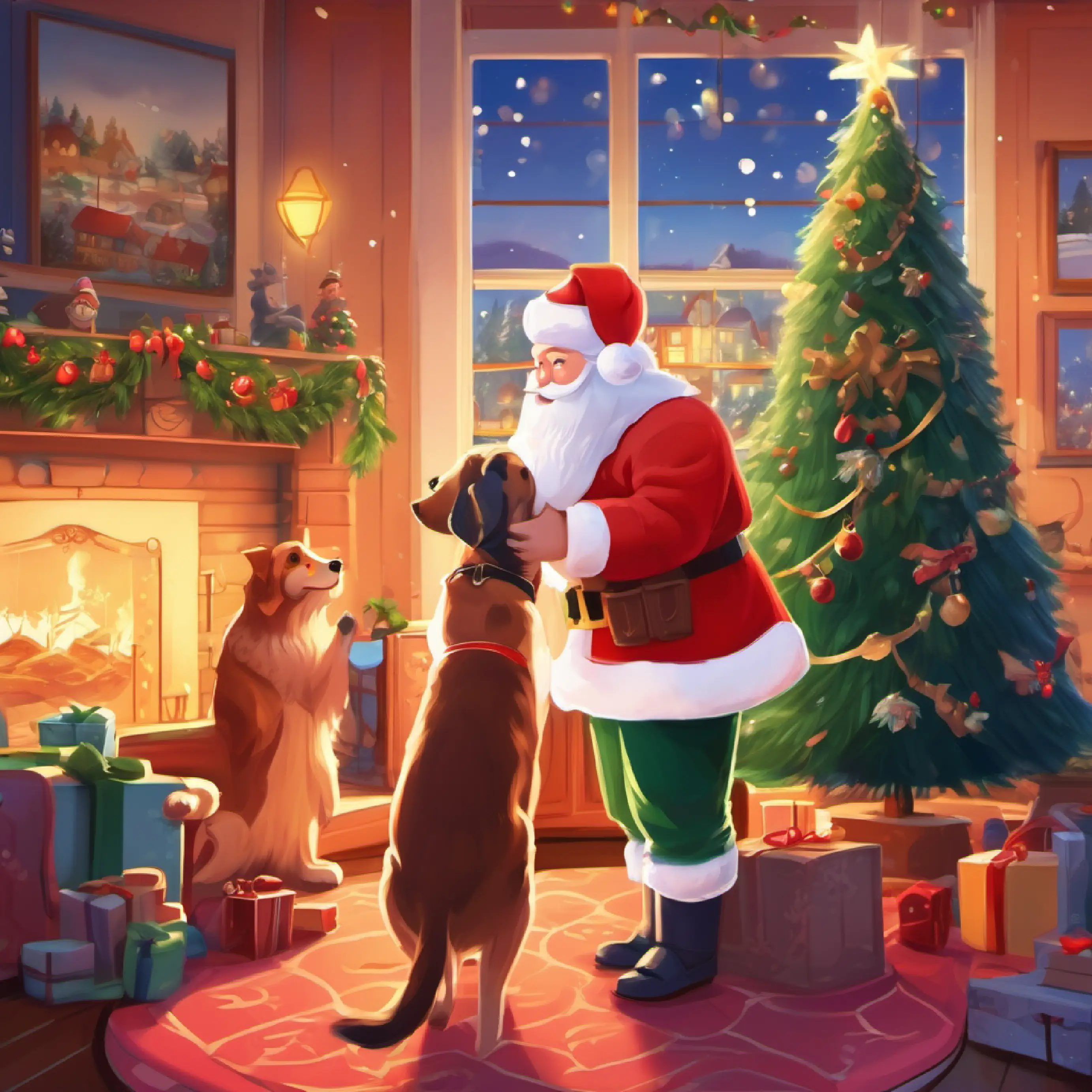 Introducing pet interaction, family setting, home life.