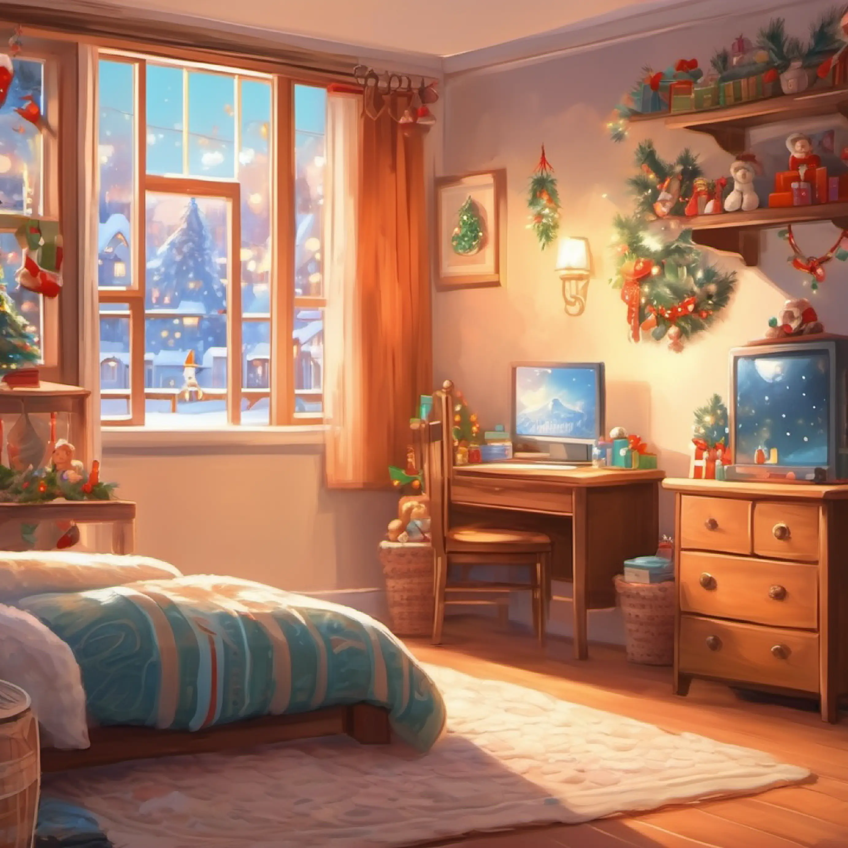 Newborn with soft brown hair, bright brown eyes's room revealed, cozy environment, introduction of personal space.