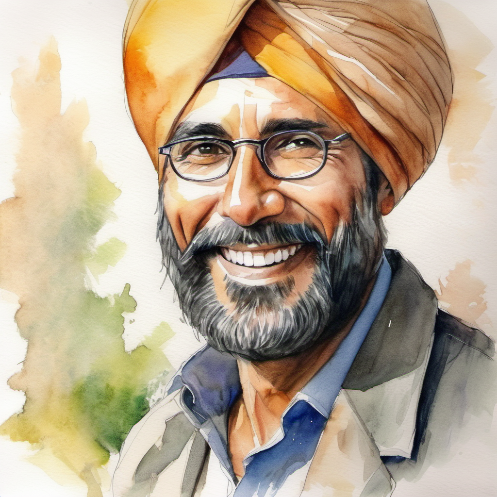Clever advisor with a turban and a knowing smile. with a smile, thinking about the problem