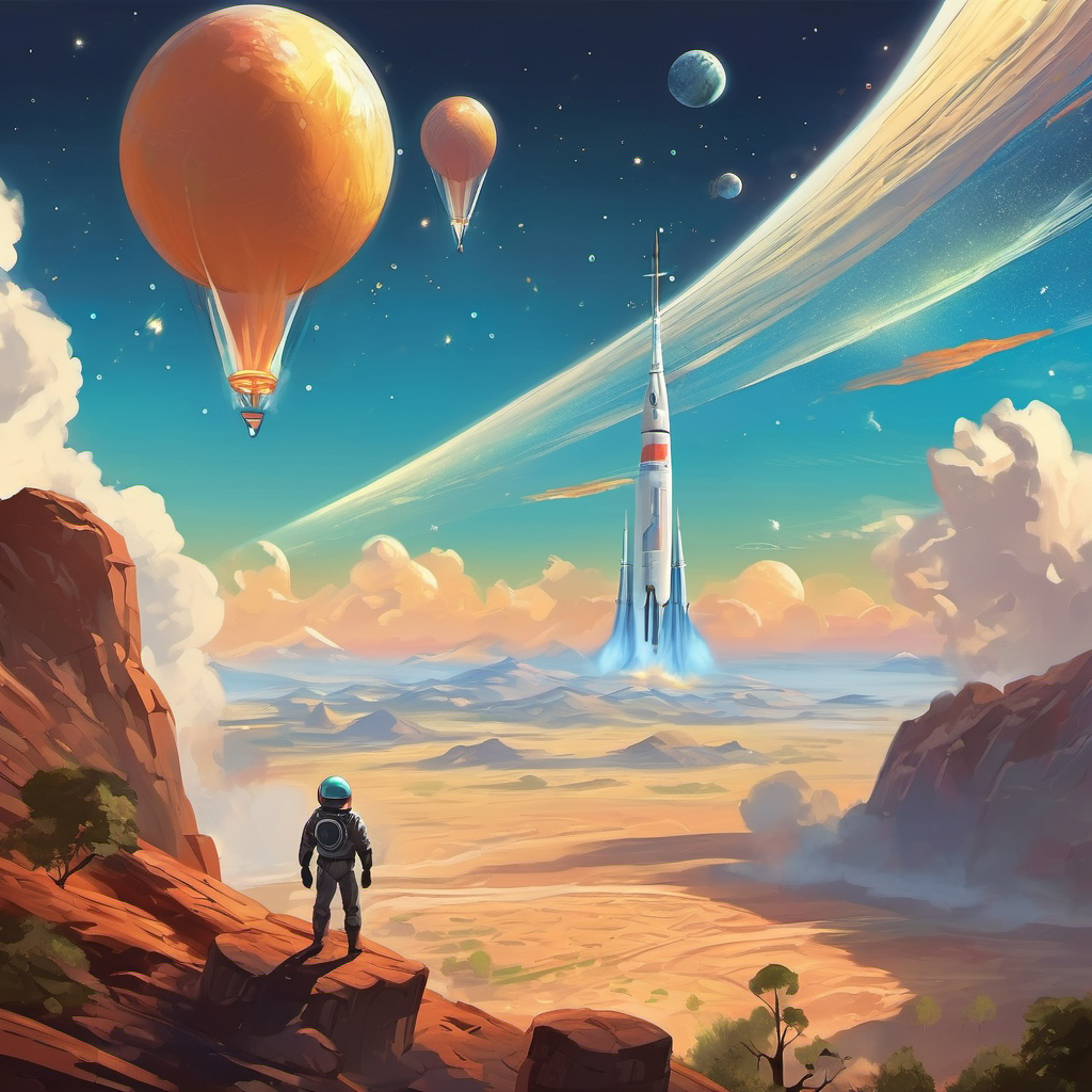 Next, Ozone traveled to the second layer, known as the stratosphere. It was where he usually spent his time, protecting Earth with his superpowers. The stratosphere had strong winds, and it blocked harmful rays from the sun. Ozone was really proud to be a part of this layer, keeping Earth safe and sound. But Ozone's adventure didn't stop there! He ventured deeper into outer space and reached the last layer, called the mesosphere. In the mesosphere, he saw amazing shooting stars and glowing gas molecules that created a beautiful spectacle in the night sky. Ozone learned that the mesosphere acted as a shield, protecting Earth from meteoroids and other space debris.