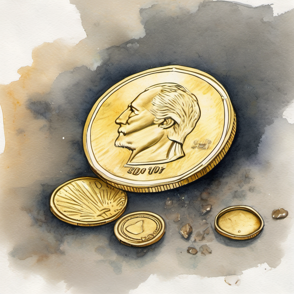 A shiny gold coin on the ground