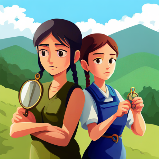 girls holding compasses and looking determined