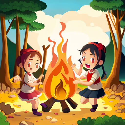 girls dancing and singing around a campfire