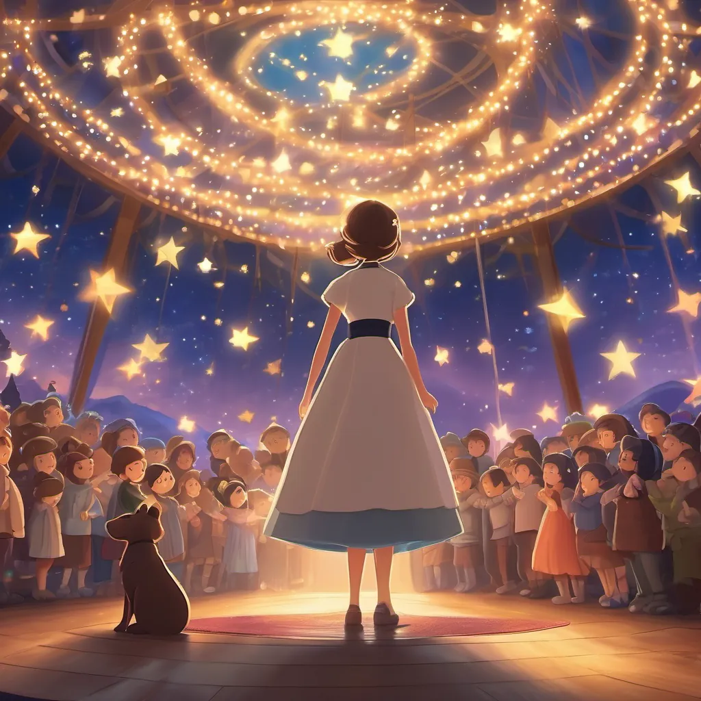 Jennie on stage with a magical ambiance, glowing stars surrounding her as she finishes her performance.