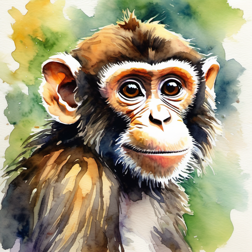 Mischievous monkey with a playful expression and curly tail wants to make friends